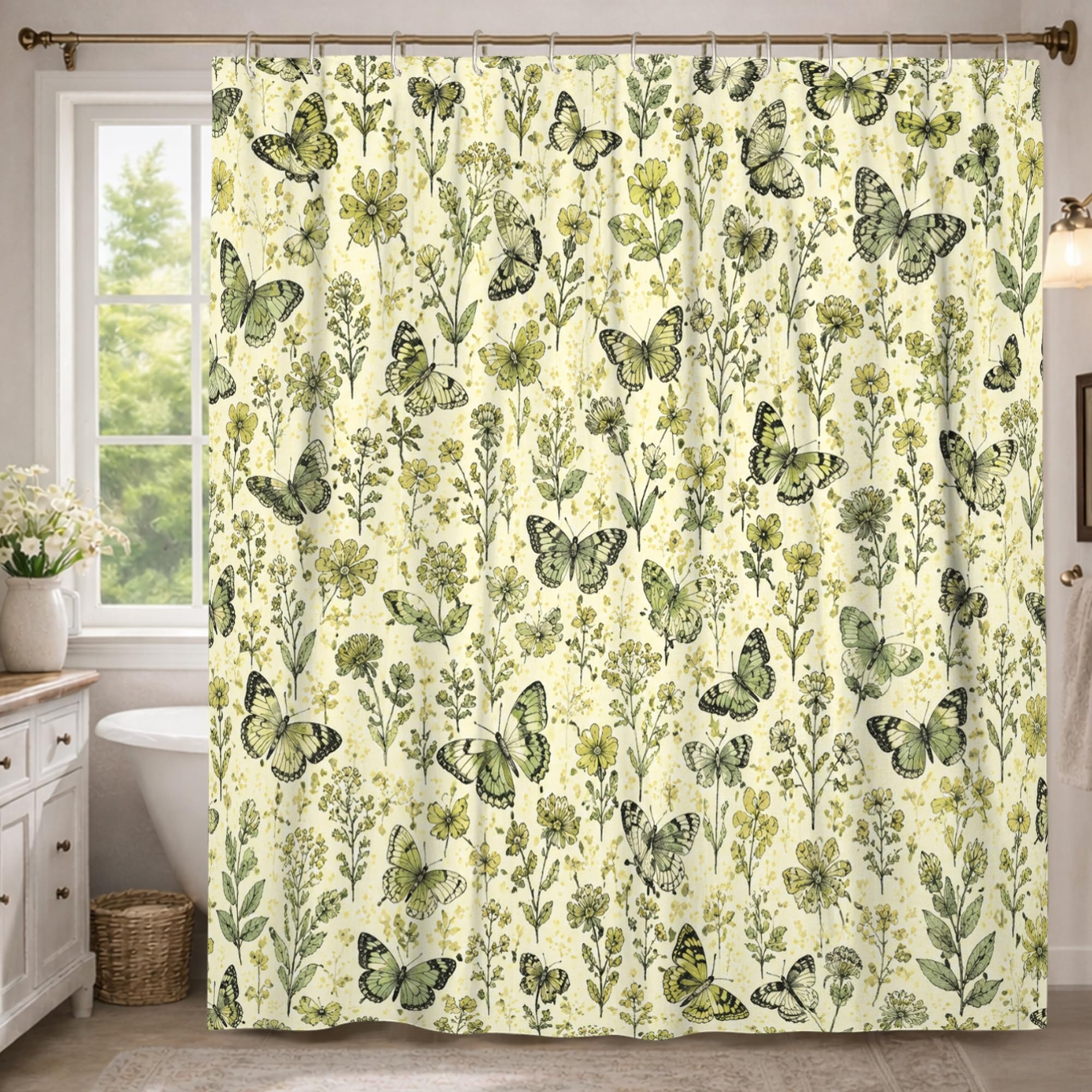 Rideau de douche extra long en toile lavable premium, élégance textile pour appartement