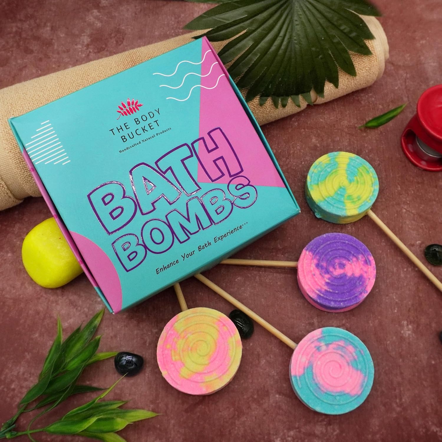 Peachy Blush Lollipop Bath Bombs 75 GMS Each (Pack of 4) – Natural Handcrafted Aromatic Fragrance - Perfect Bath Gift for Kids, Men & Women