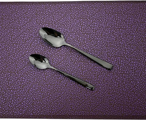 Miniatura 9 de Gugrida Juego de cubiertos de mango grueso de 24 piezas, acero inoxidable 1810 negro antiguo con cuchillo para carne, juego de cubiertos pulidos de