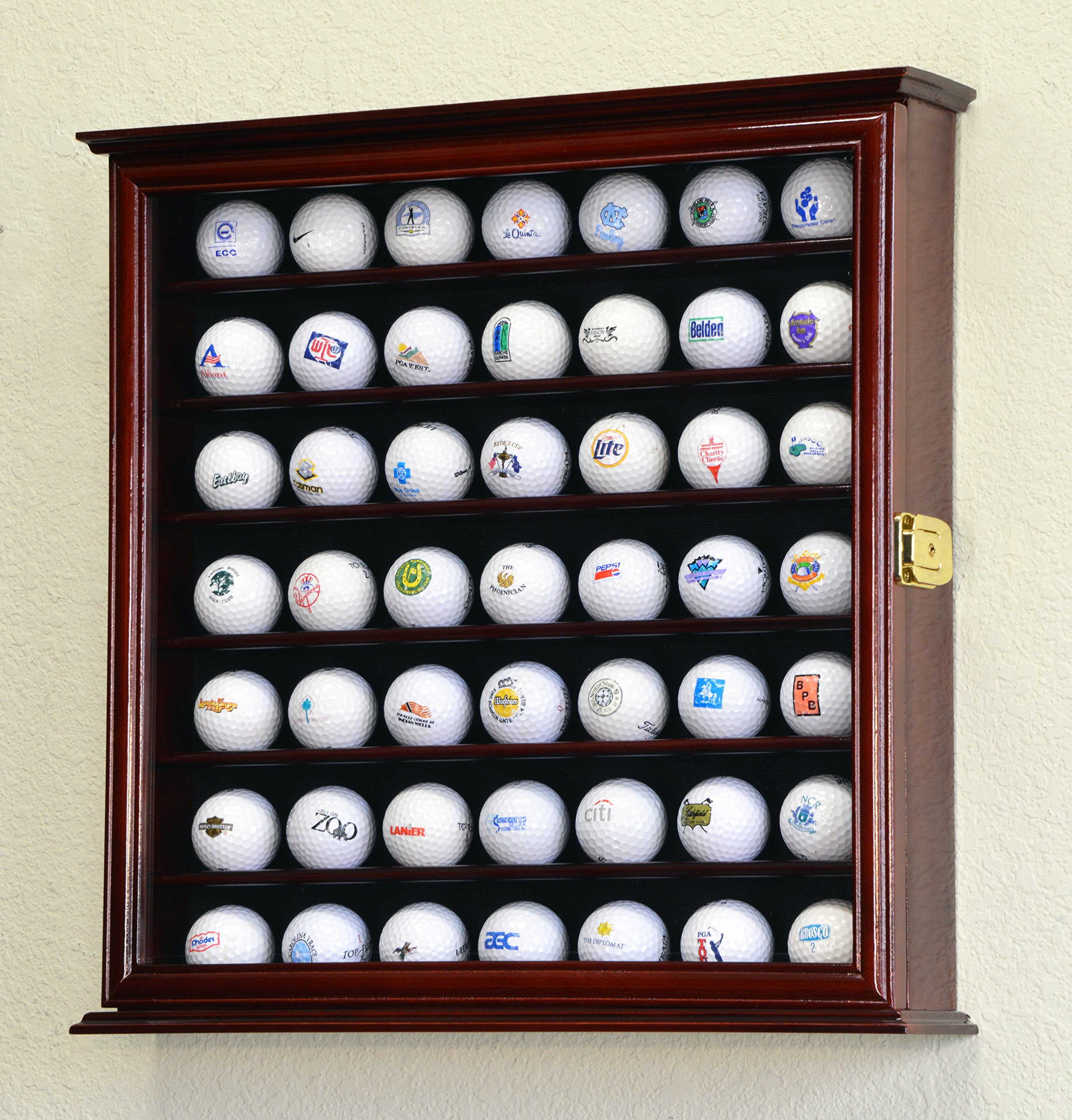 49 Golf Ball Display Case Cabinet Wall Rack Holder w/98% UV Protection Lockable