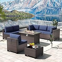 Vista 13 de Kullavik - Juego de muebles para exterior de 6 piezas con sofá modular de ratán de polietileno, color negro