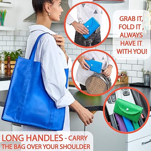 Miniatura 3 de Bolsas de comestibles reutilizables plegables para ir de compras juego de 5 plegables en la bolsa bolsas de compras extra grandes y duraderas