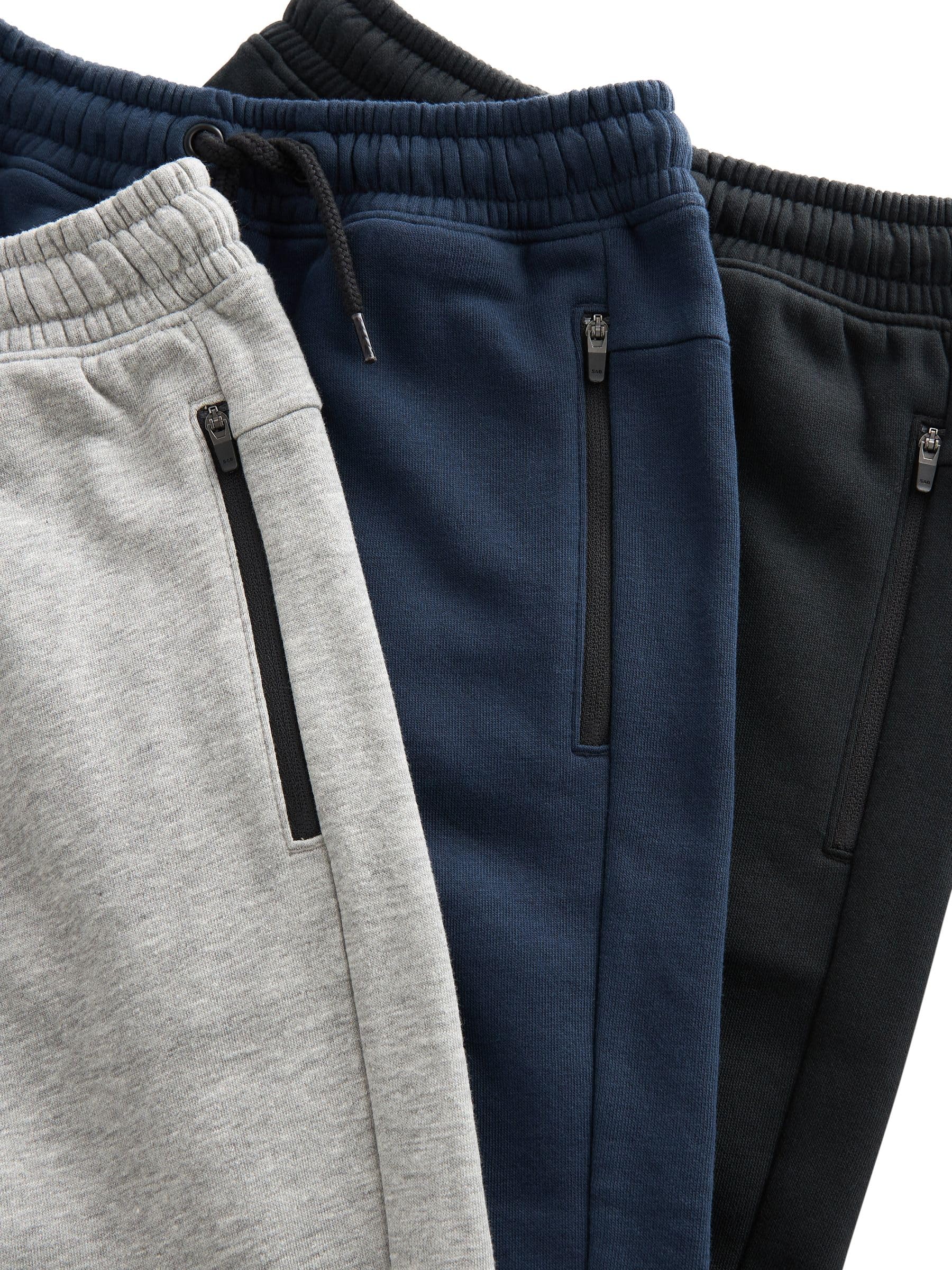 NEXT Niños Pack de 3 Pantalones de chándal Corte Slim y Cremallera