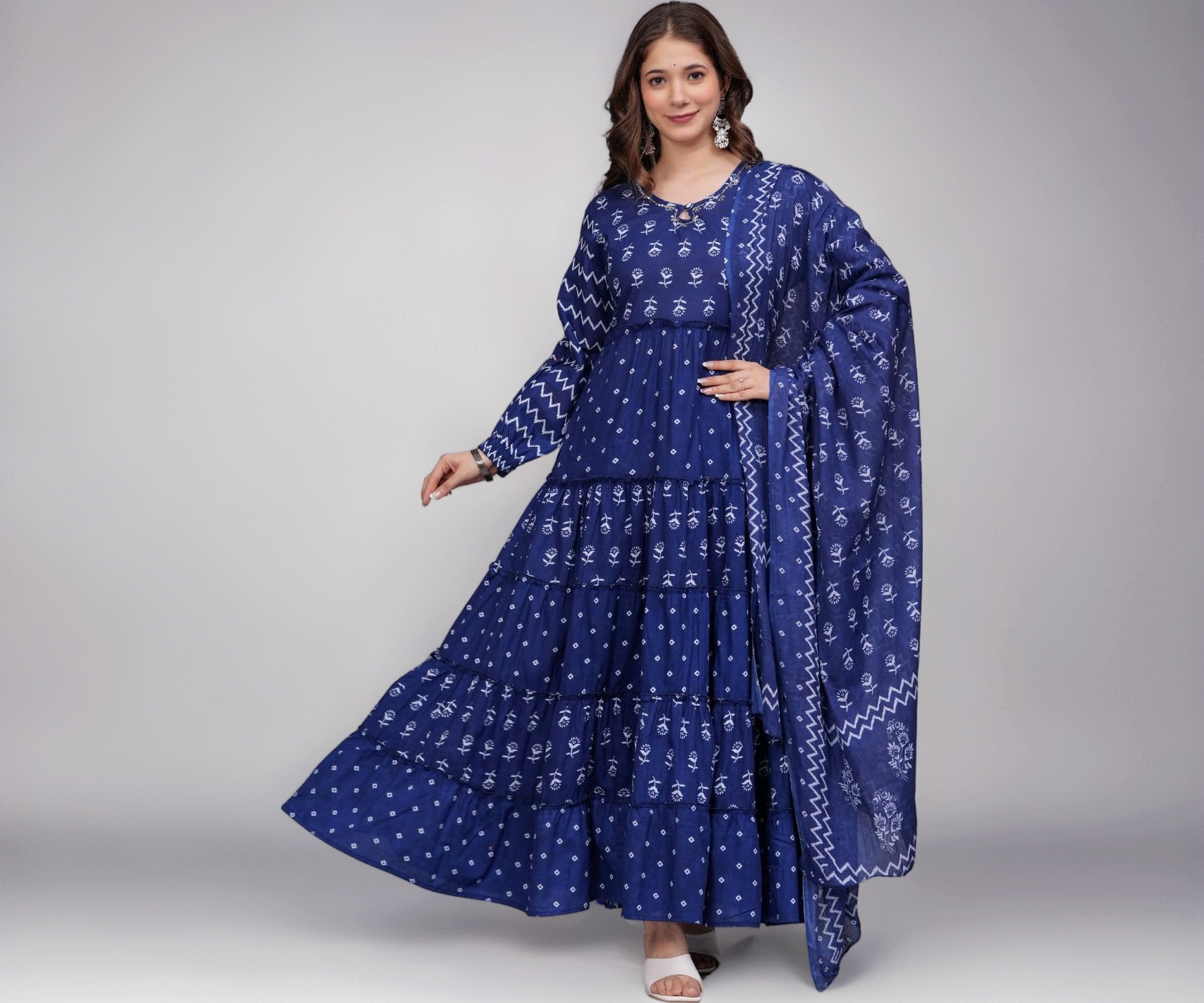 Amayra Women's Pure Cotton Anarkali Kurta Set - Image 1