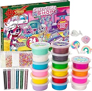 JOYIN 2020 DIY Slime Advent Calendar Christmas 24 Days Countdown Advent Calendar with 16 Slime and 8 Accessories 24 Days Surprises with DIY Slime Kit Slime Making Toy