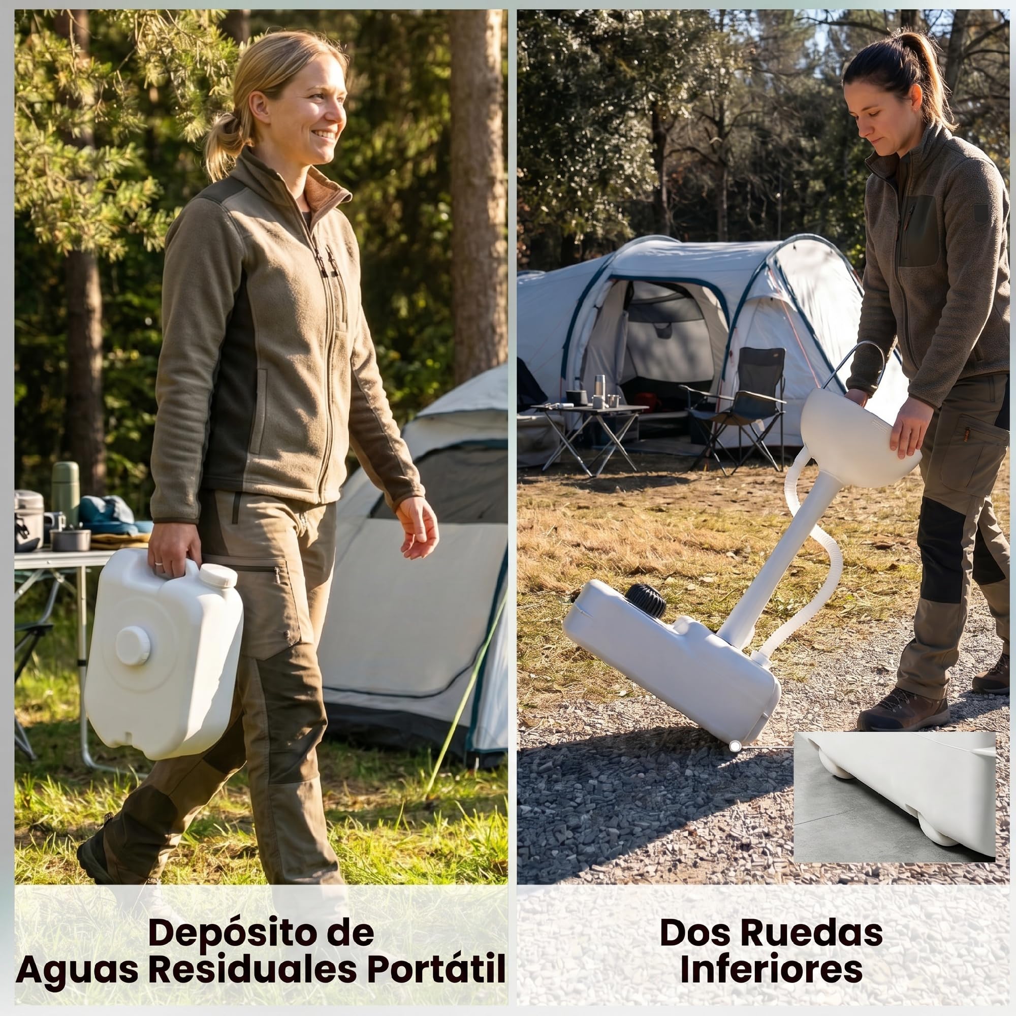 Outsunny Fregadero Portátil Lavamanos para Actividades al Aire Libre o Camping con Tanques de Recuperación de Agua 17 L Dispensador de Jabón Y 2 Ruedas HDPE 83x50x103 cm Gris Claro