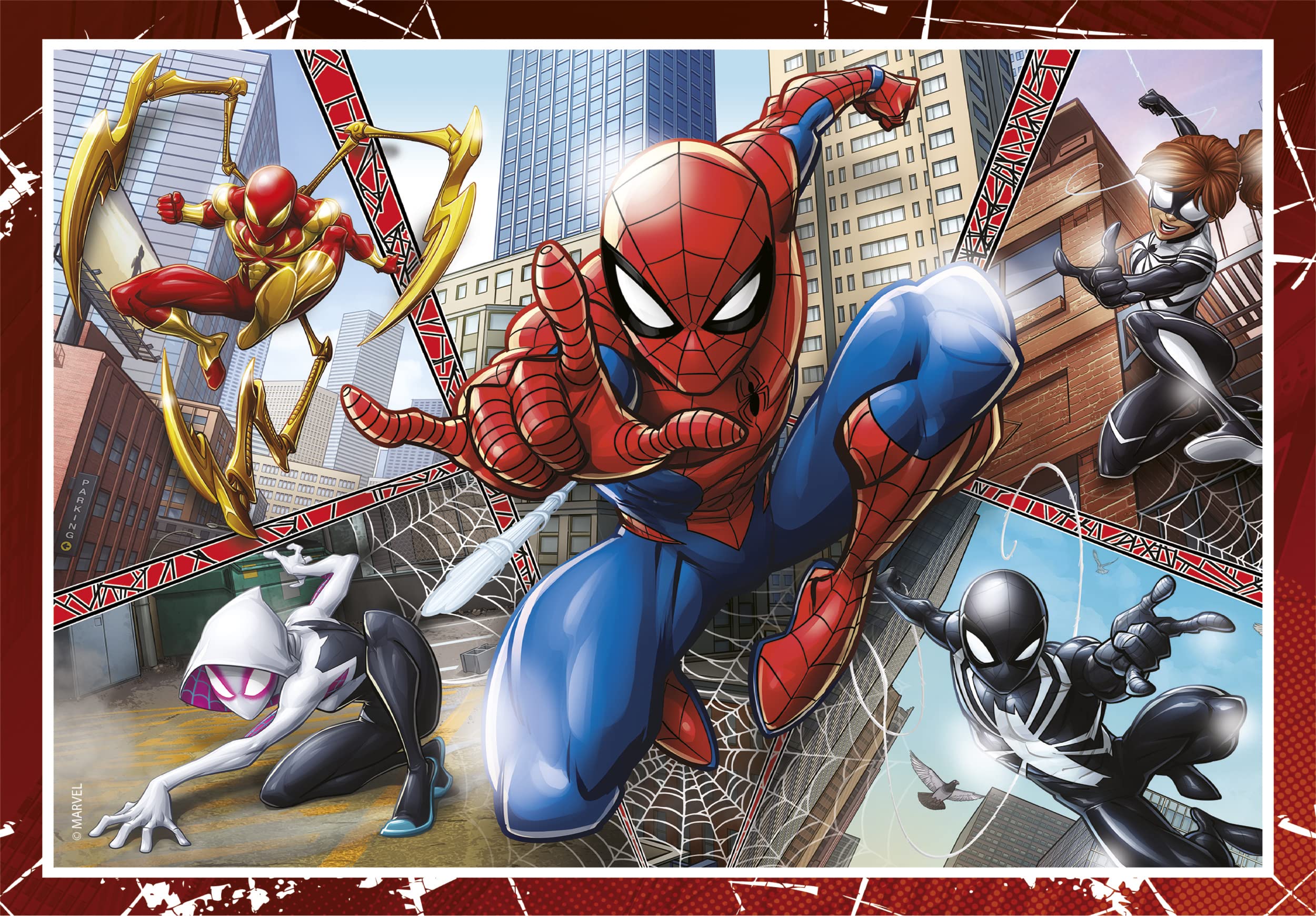 Clementoni, 21515-4 In 1 Supercolor Puzzle, Marvel Spiderman, 12+16+20+24 Pieces, Jigsaw Puzzle For Kids Age 3 - Image 4