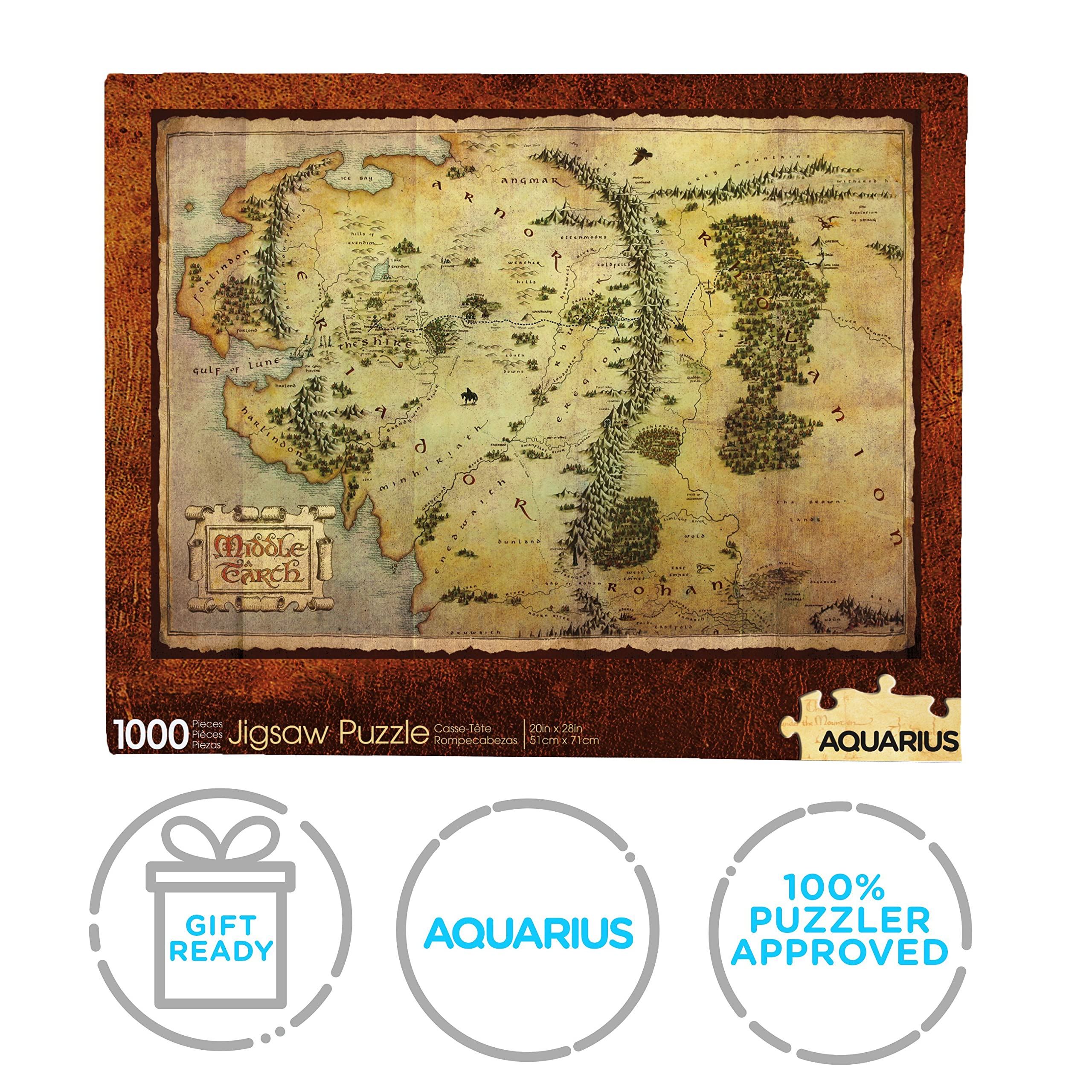 Aquarius 65388 The Hobbit Mittelerd-Karte 1000 Teile Puzzle 710 mm x 510 mm, Mehrfarbig