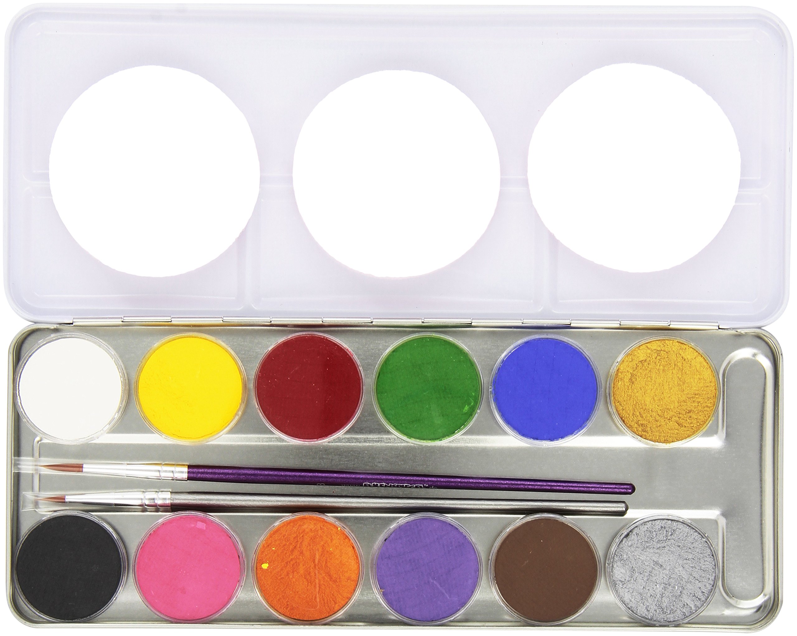 Eulenspiegel 212004 Palette de maquillage en métal, 2 pinceaux et 12 couleurs