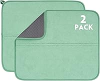 Vista 17 de Paquete de 2 tapetes de secado de platos para encimera de cocina, absorbentes, tapetes escurridor de platos de microfibra, almohadilla de secado