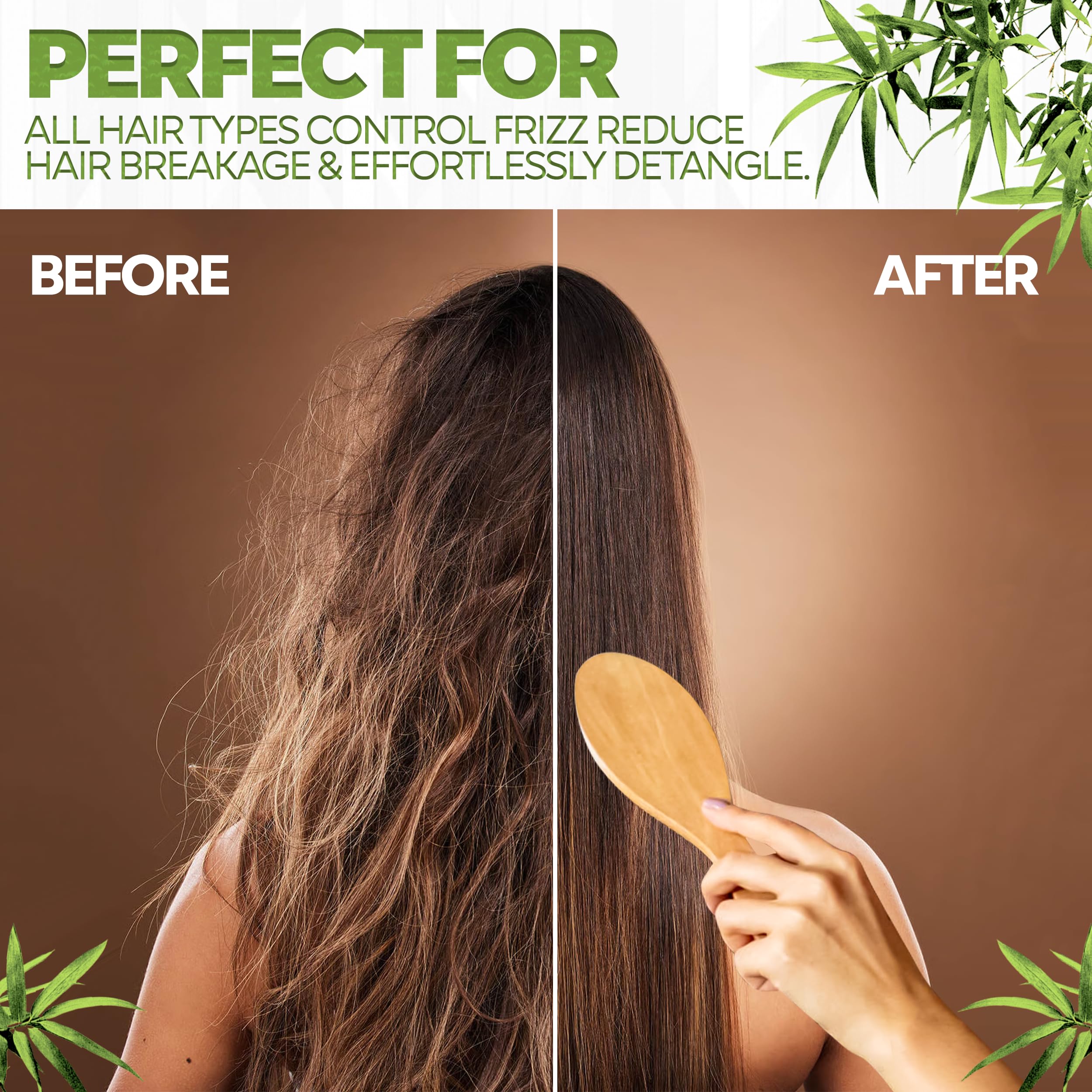 Phoenix Forge Bamboo Hairbrush and Comb Set-Pain-Free Detangling Hair Brush for Curly & Thick Hair - Image 4