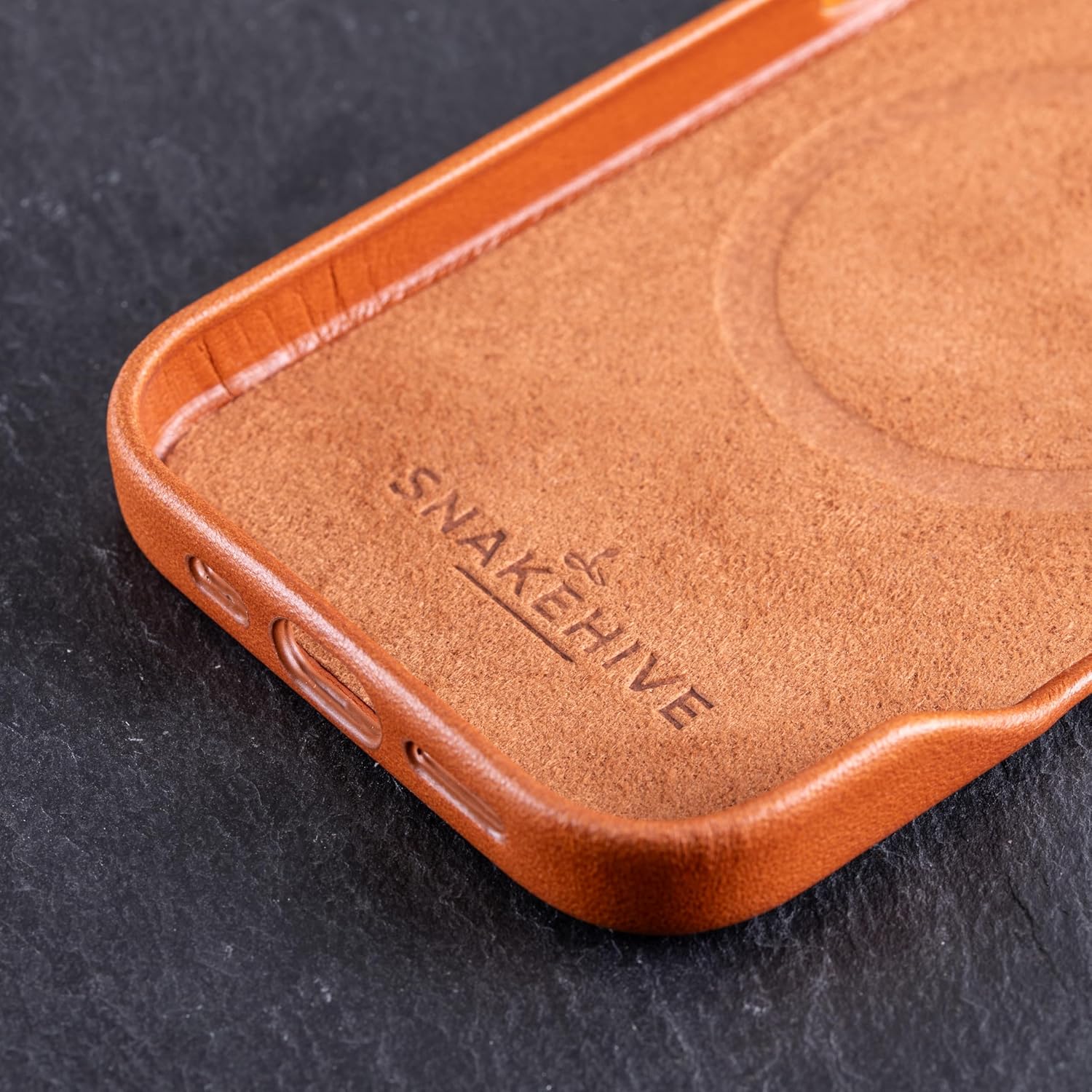 Snakehive Leather Case for iPhone 16 Pro - Slim Protective Case - MagSafe Compatible - Tan - Image 6