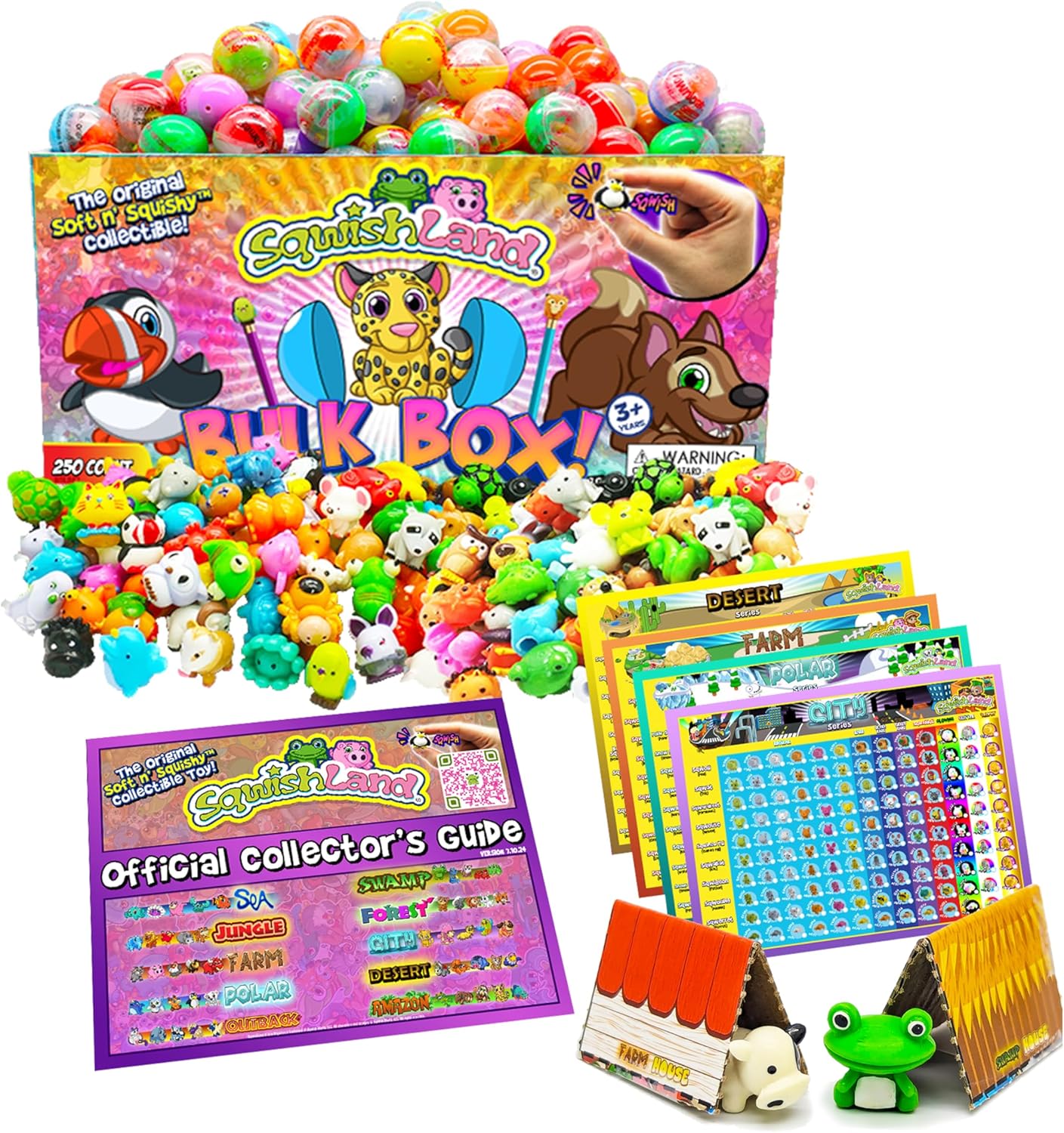 Sqwishland Bulk Box Series 6 – Mini Capsule Squishy Fidget Toys for Party Favors, Pencil Eraser Toppers, Treasure Box for Birthday Party & Celebration, Birthday Gifts for Students, 250 Capsules