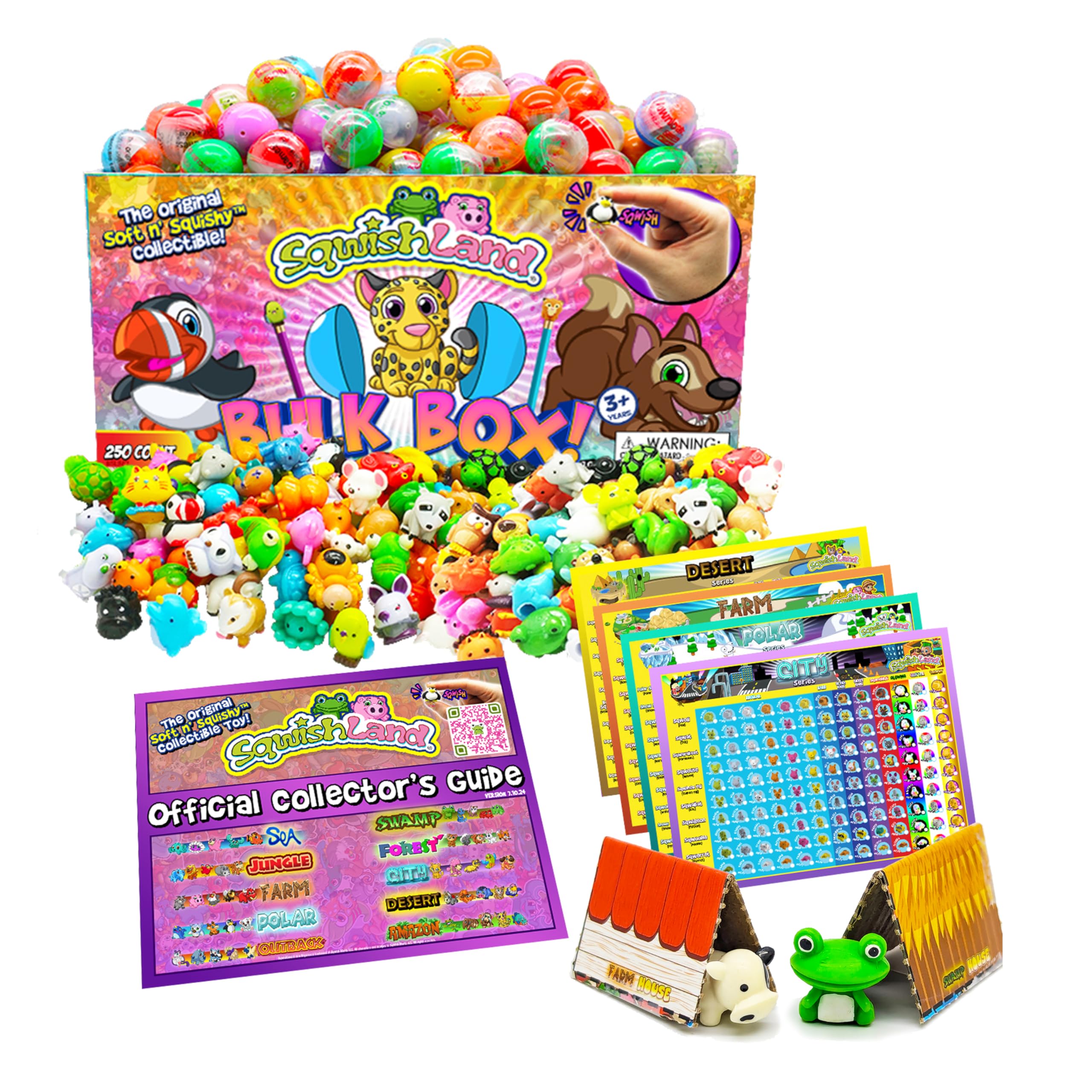 Sqwishland Bulk Box (250 Capsules) -Series 6: Mini Capsule Squishy Animal Toys | Perfect Party Favors, Pencil Toppers, Classroom Prizes, Collectible Toys for Kids