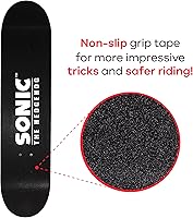 Vista 3 de Sonic Character Skateboards - Monopatín Cruiser con rodamientos ABEC 5, cubierta duradera, ruedas lisas