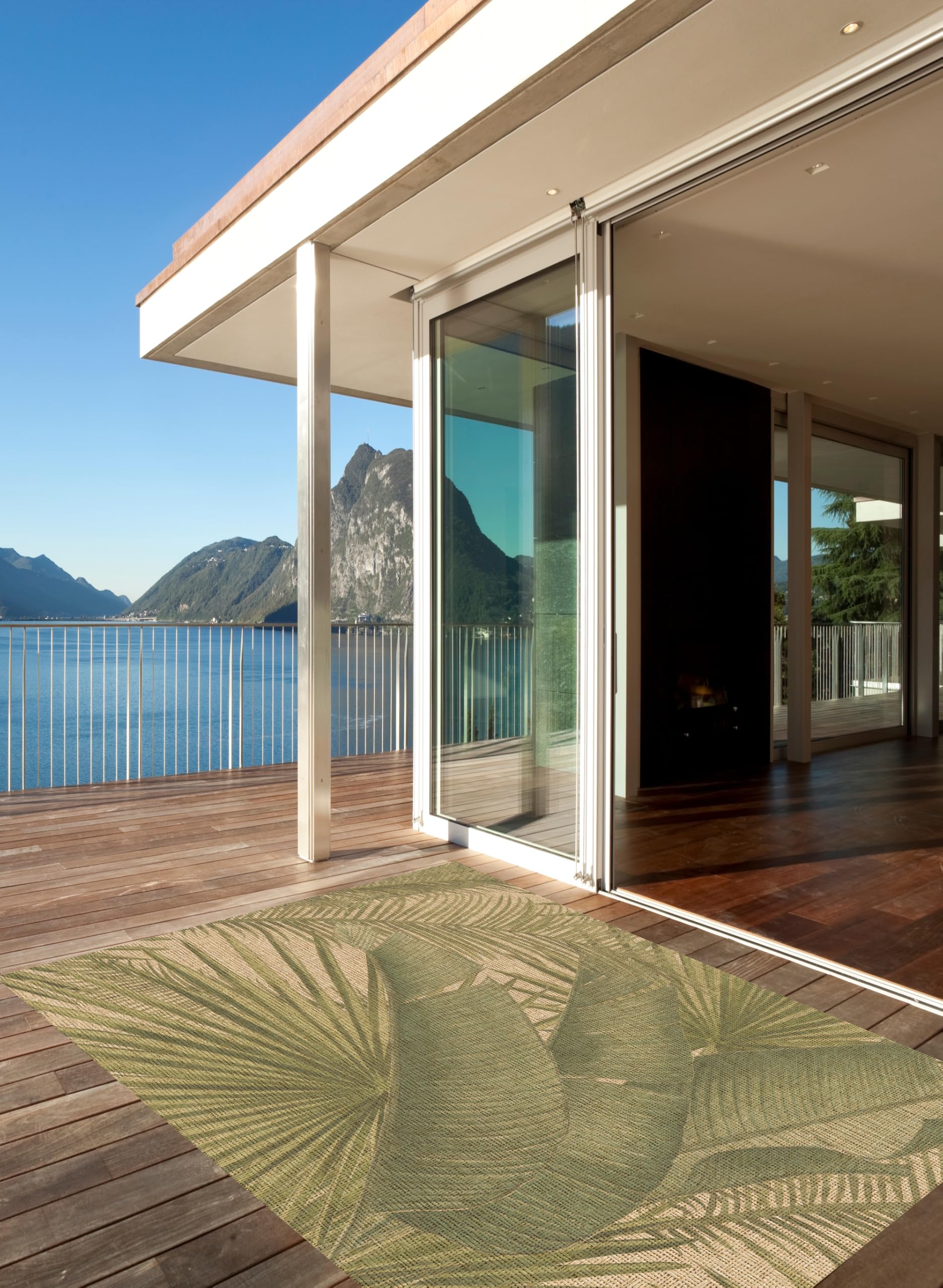 VINILIKO Design | Alfombra Vinílica Lisa Impresa - Tropical Verde 100x160 cm - Interior y Exterior, Antideslizante, Impermeable, Lavable - Varios Tamaños - Alfombra Vinilo Salón, Terraza