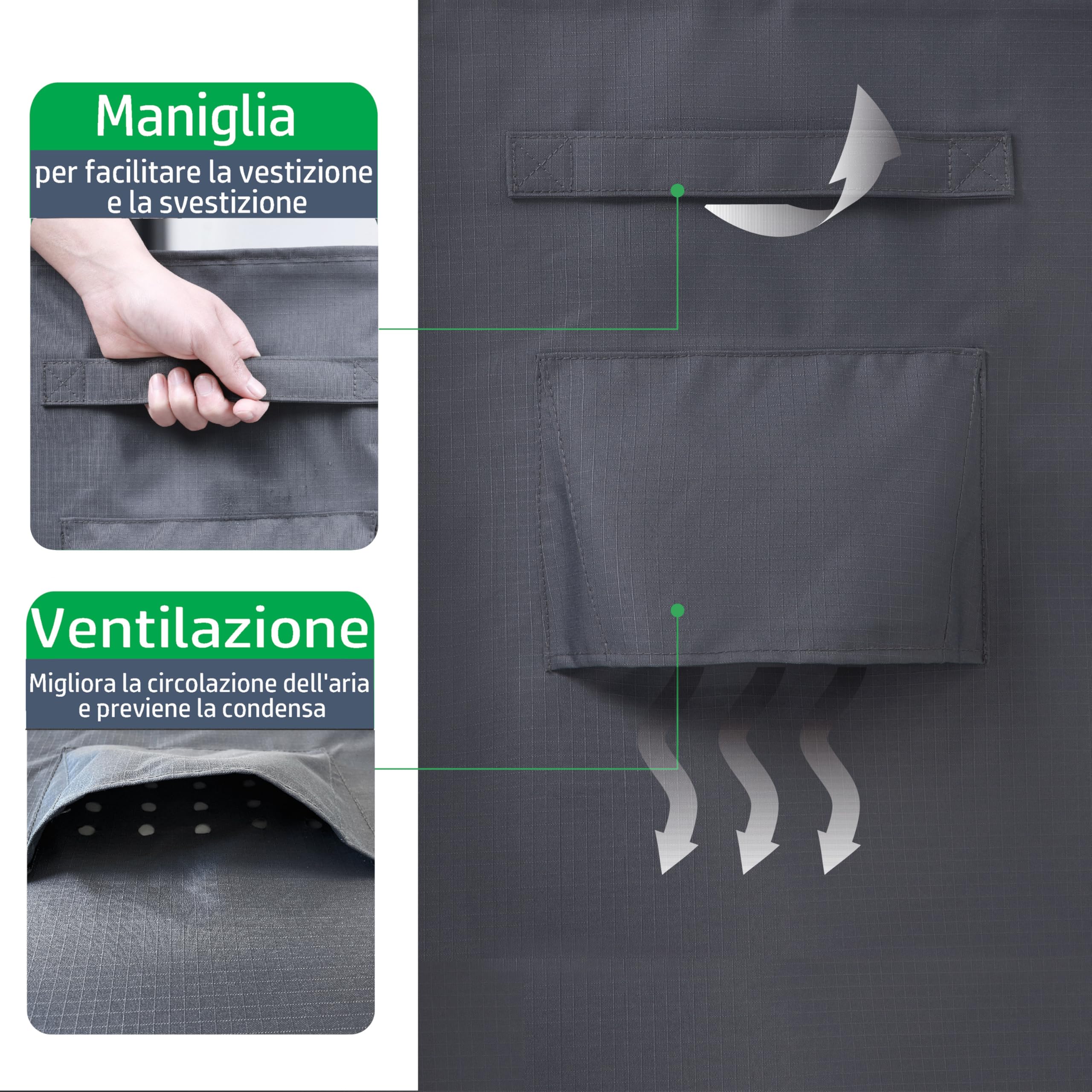 F&J Outdoors Coperture per Sedie da Giardino Sedia Lounge Sedia a Dondolo Adirondack Impermeabile Protettiva per Divano da Esterno Grigio Verande Coperture per Mobili da Patio 84x86x65/82cm, 2 Pezzi