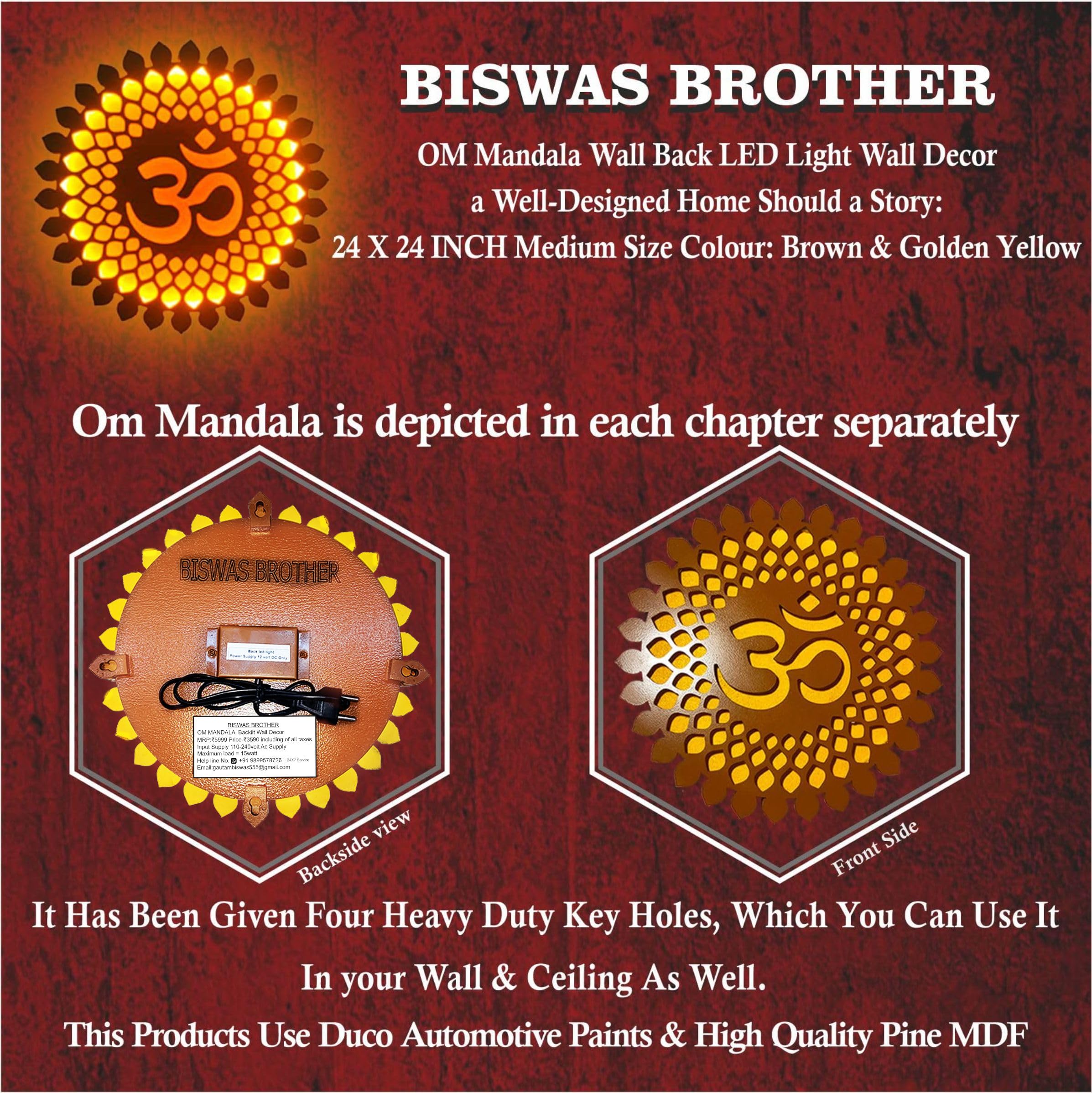 Biswas Brother OM Mandala Wall Back LED Light Wall Decor A well-designed Home Should A Story (24X24 Inch.) 4