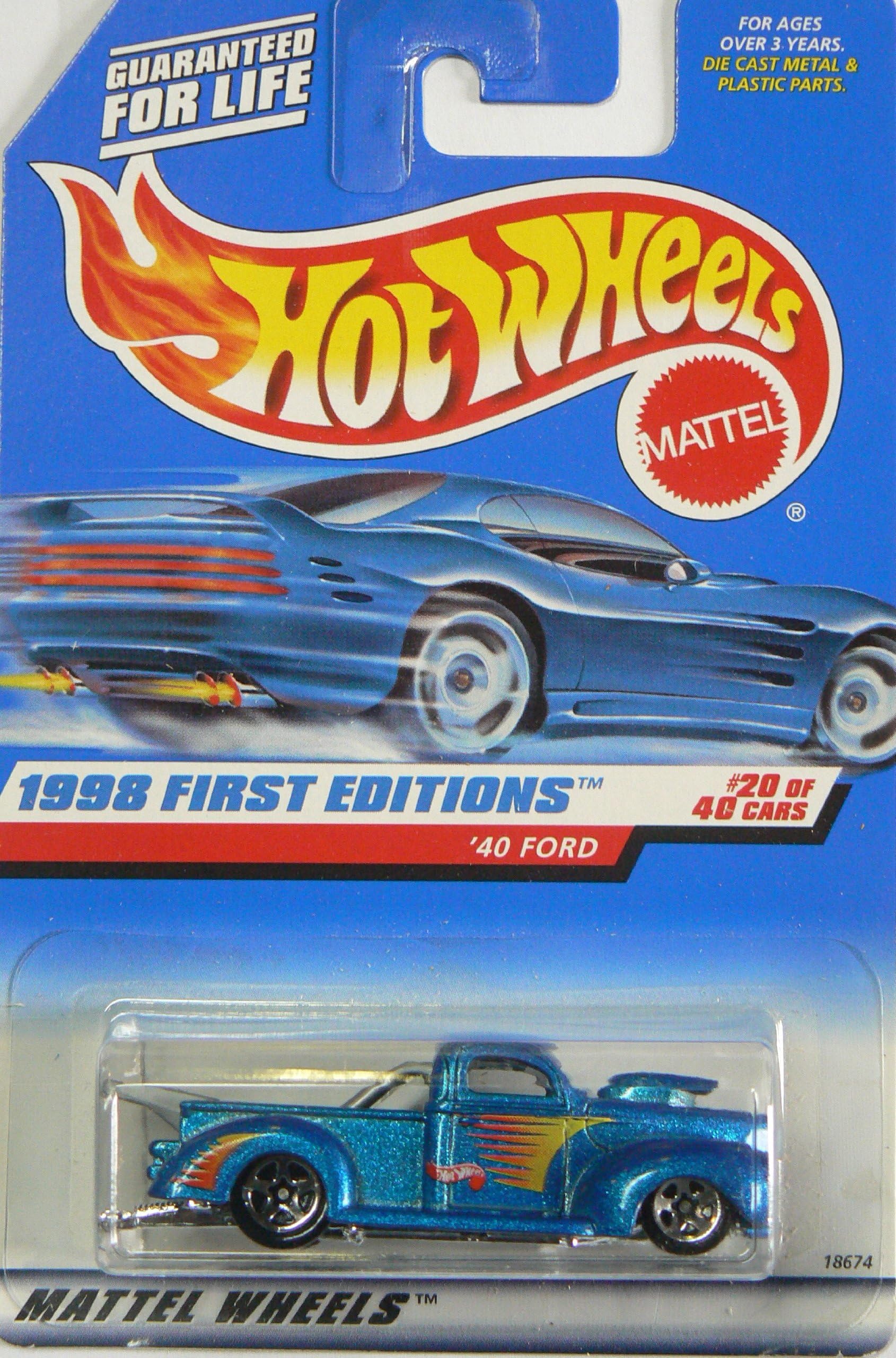 1998 First Editions - 1940 Ford Pickup - Die Cast - #20 of 40 Cars - Blue Metallic Paint - Collector #654 - Limited Edition - Collectible 1:64 Scale