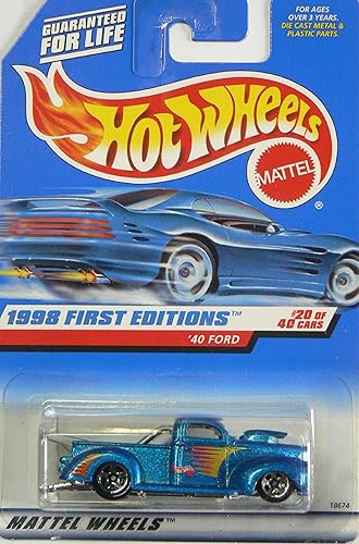 Hot Wheels1998primeras ediciones1940Ford PickupDie Cast 20de 40pintura CarsBlue Metallic  654Edición Limitada ColectorColeccionable escala 1 64