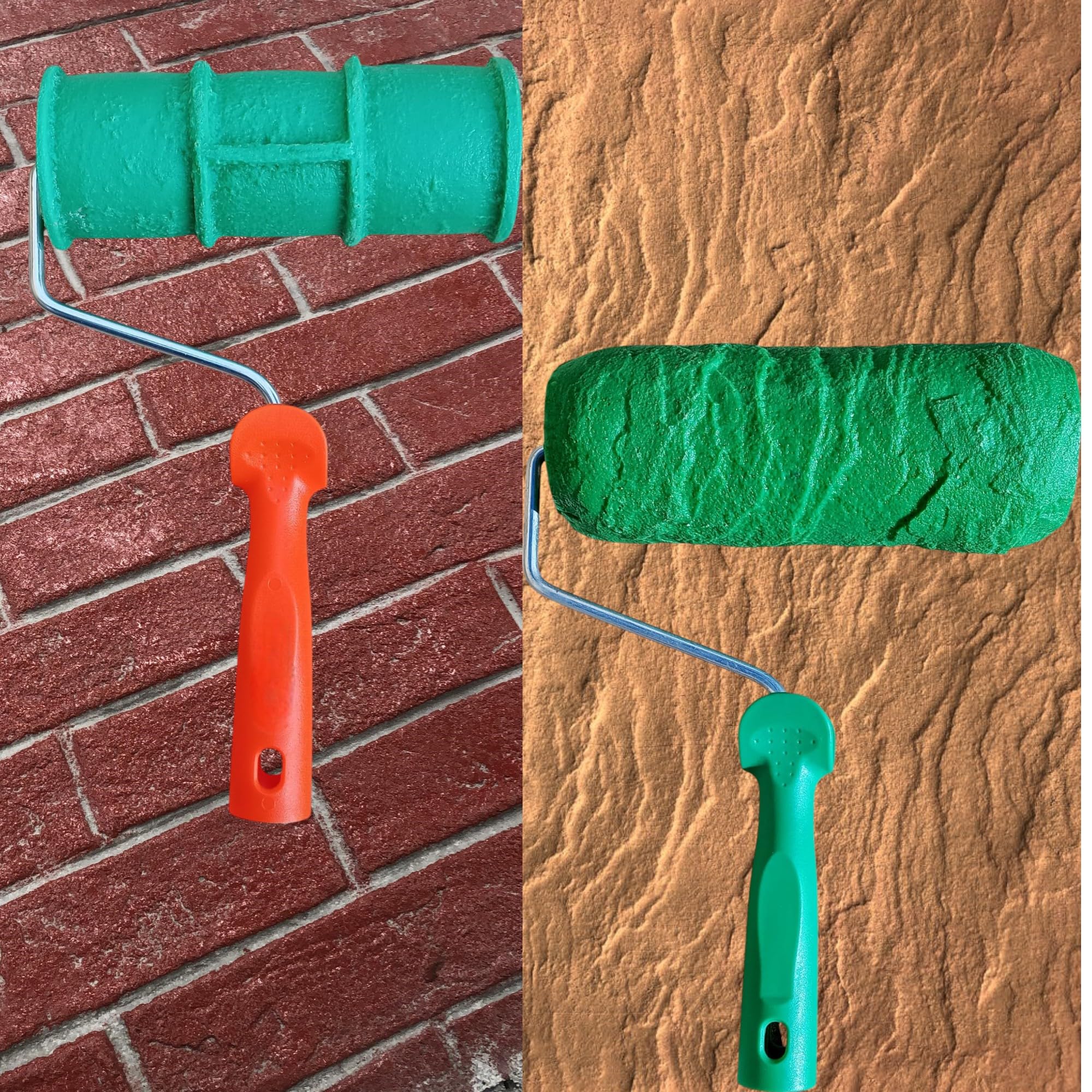 Rullo mattone Illo calcestruzzo stampato texture malta, cemento, monostrato pareti effetto mattone, tematizzazione Brick Roller Stamp Concrete (kit mattone + roccia B)