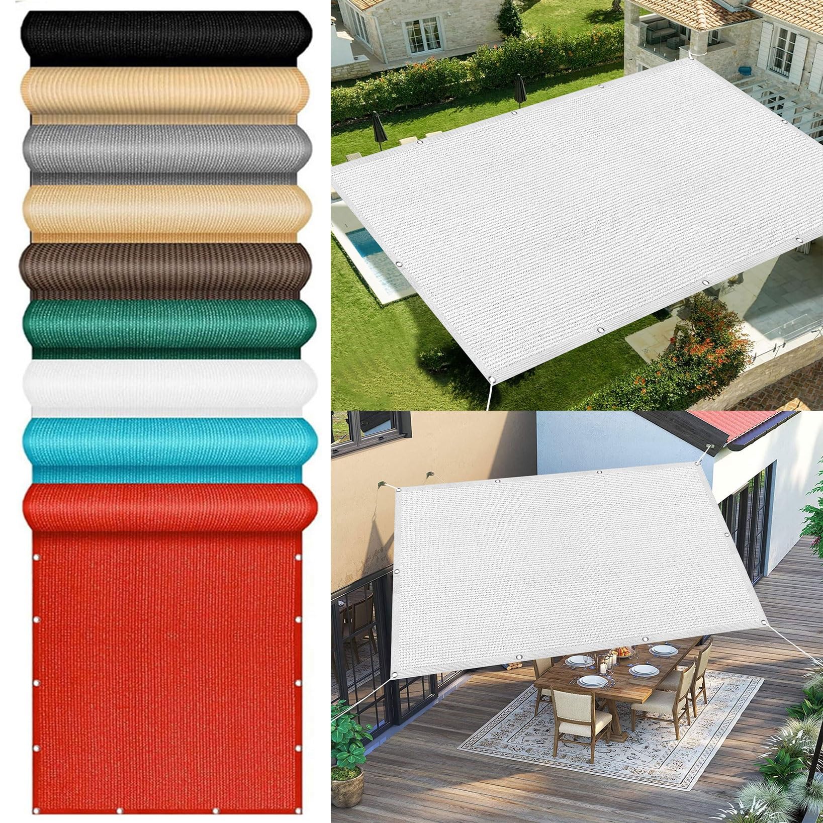 Auvent terrasse rectangulaire blanc pour des repas à l'ombre au jardin