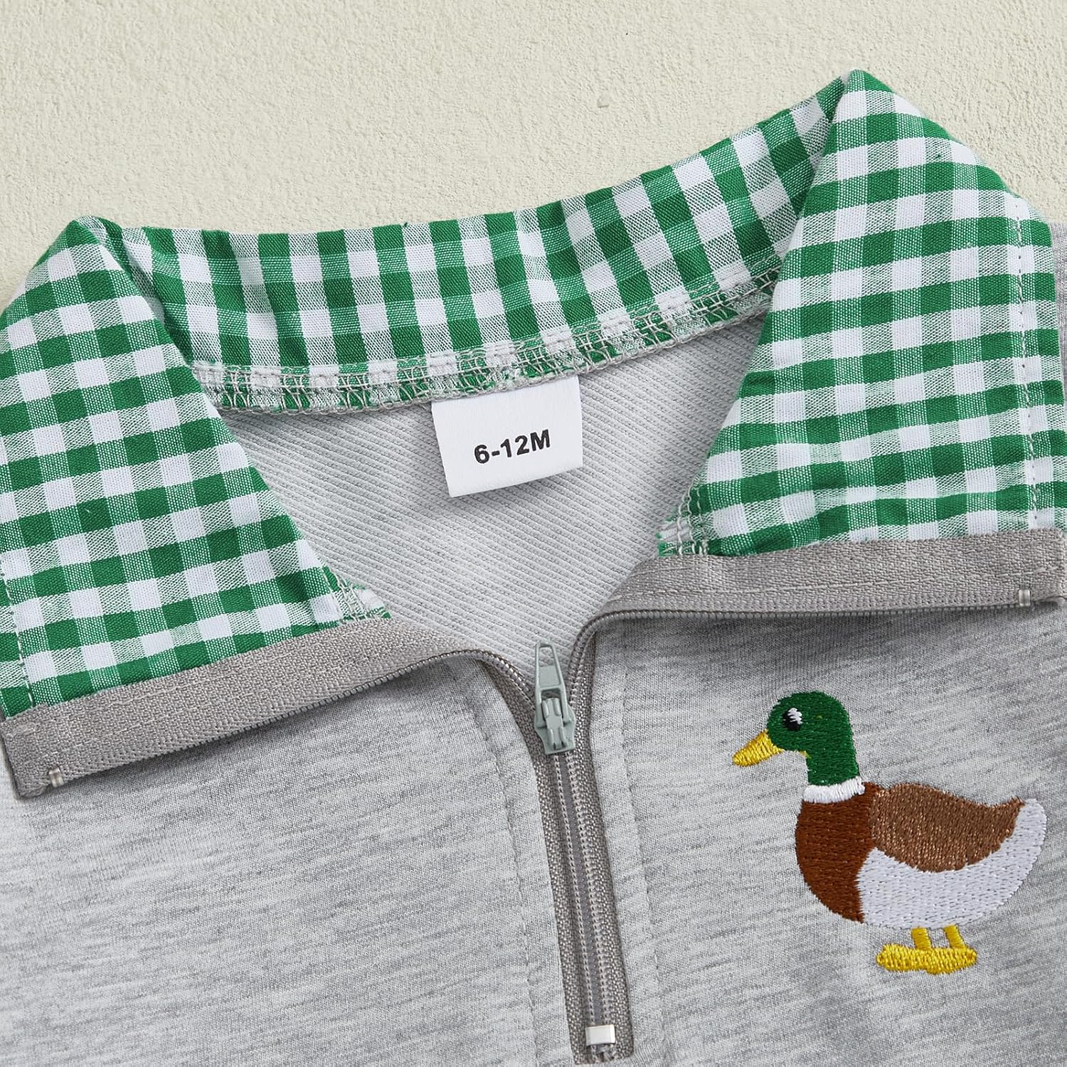 Gueuusu Toddler Baby Boy Girl Hunting Outfit Mallard Duck Embroidery Quarter Zip Collared Shirt Long Pants Set Clothes - Image 4