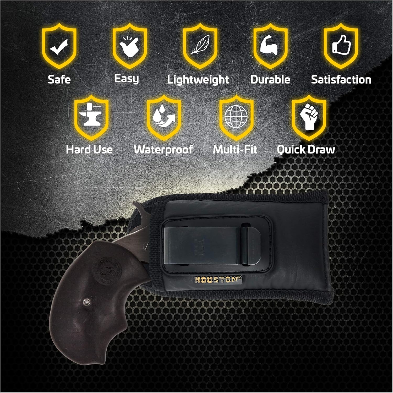ECO - Leather Holster IWB with Metal Clip Black / 61K3 - Fits: Revolver King Cobra .357, 6 Shots, 3" /
