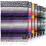 Hydration Nation Authentic Extra Large Mexican Blanket (70x50) - Handwoven Yoga, Serape - Artisanal Falsa, Beach, Camping, Picnic, Outdoor (Purple)