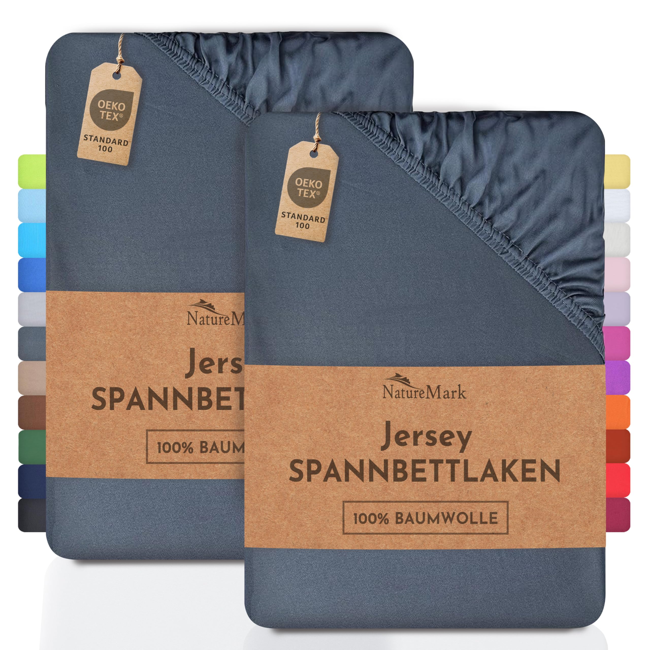 2 Jersey Spannbettlaken Spannbetttuch Baumwolle Qualität Ökotex Standard 100