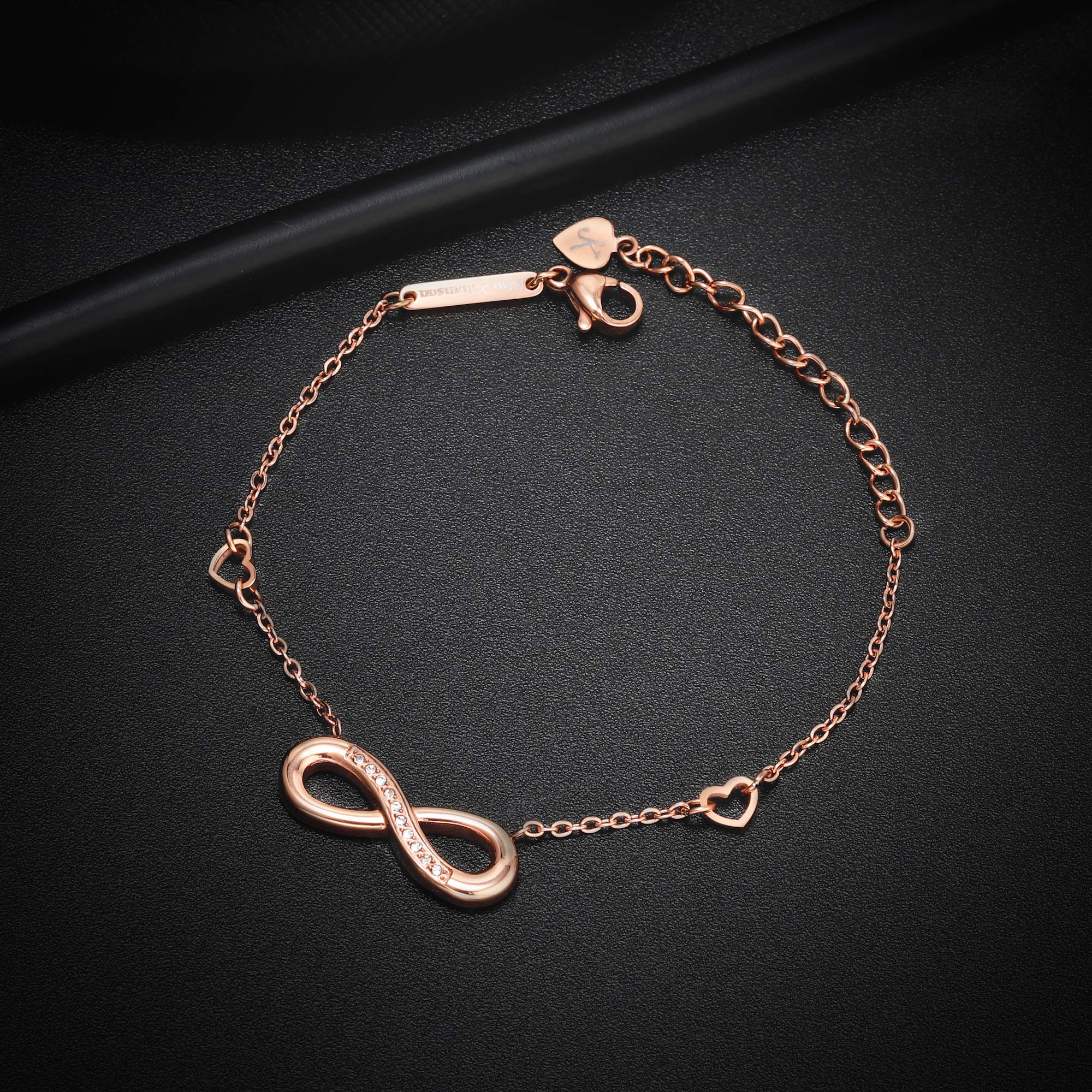 Kim Johanson Edelstahl Damen Fußkettchen *Infinity* in Silber, Gold & Roségold | Fußkette mit einem Unendlichkeit Zeichen | Boho Schmuck | Verstellbar inkl. Schmuckbeutel