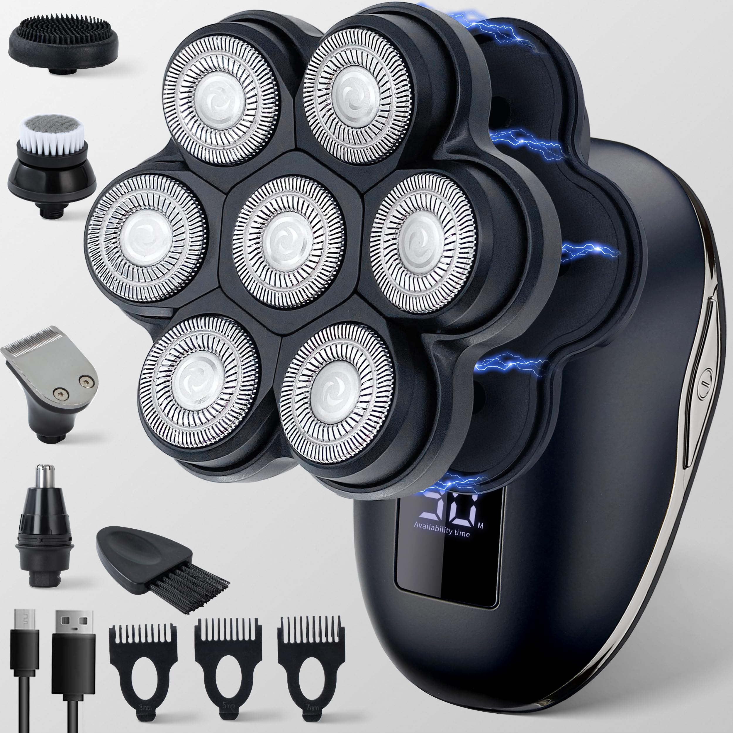 Head Shavers for Bald Men,Electric Head Shavers for Men, Bald Head Shavers for Men, Head Razor for Bald Men,Head Shaver with Nose Hair Sideburns Trimmer, LED,Travle Lock