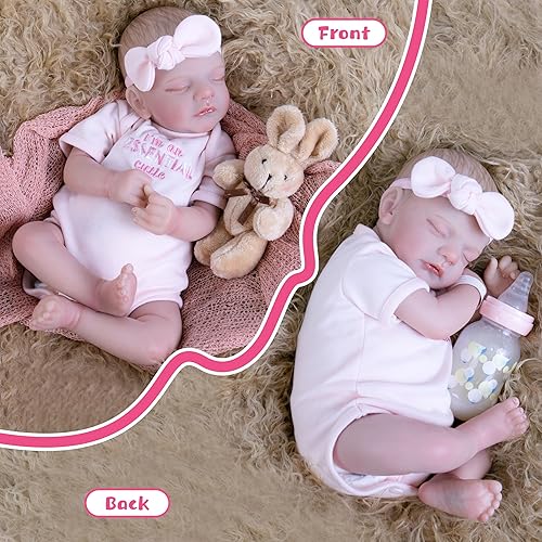 Miniatura 5 de EKOKIZ Ropa de muñecas Reborn para niño, adorable oso gris, ropa de muñecas de 17 a 22 pulgadas, conjunto de accesorios para muñecas recién nacidas,