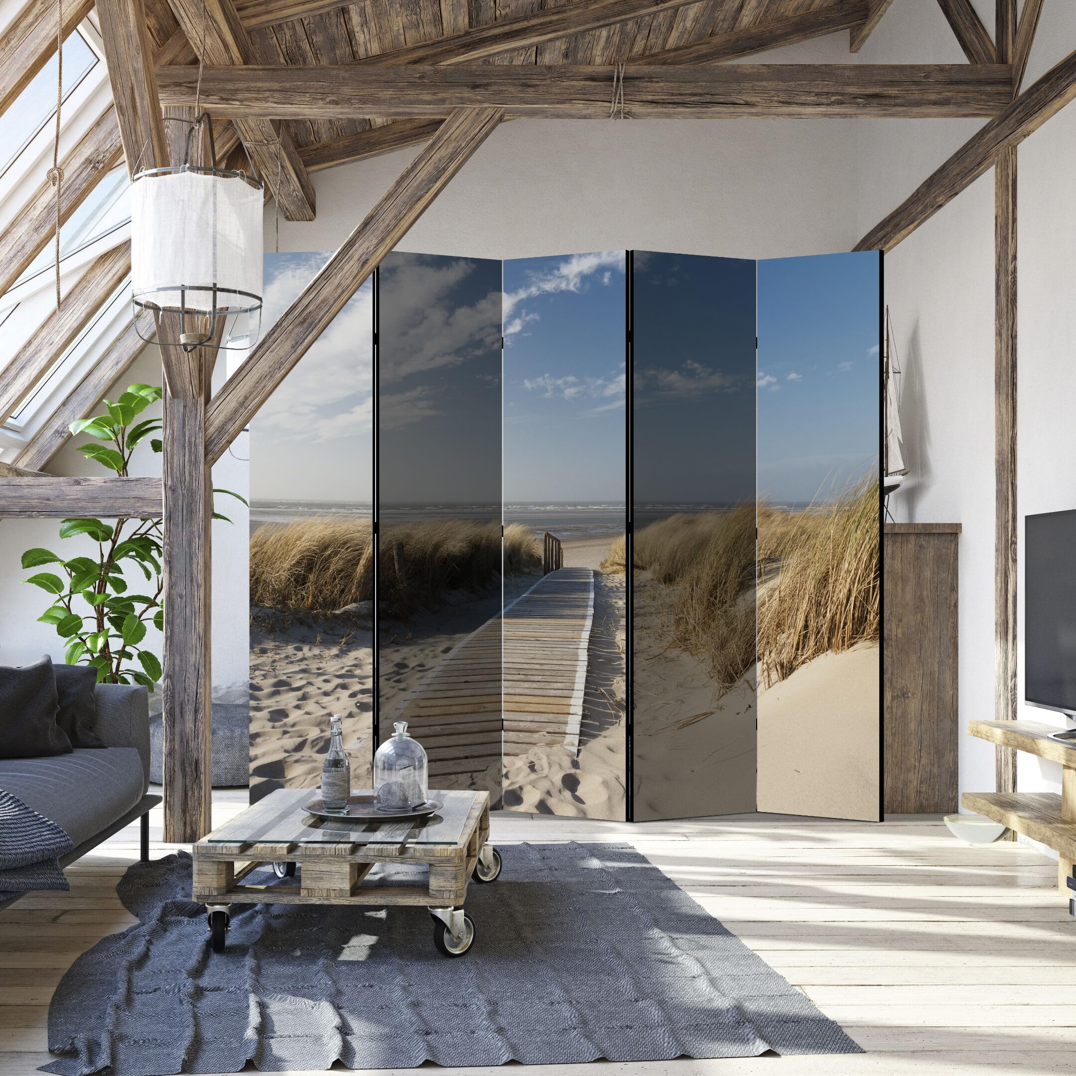 Biombo Separador de Ambientes Doble Cara - Separadores Ambientes - Naturaleza Motivo - Biombos 225 x 172 cm