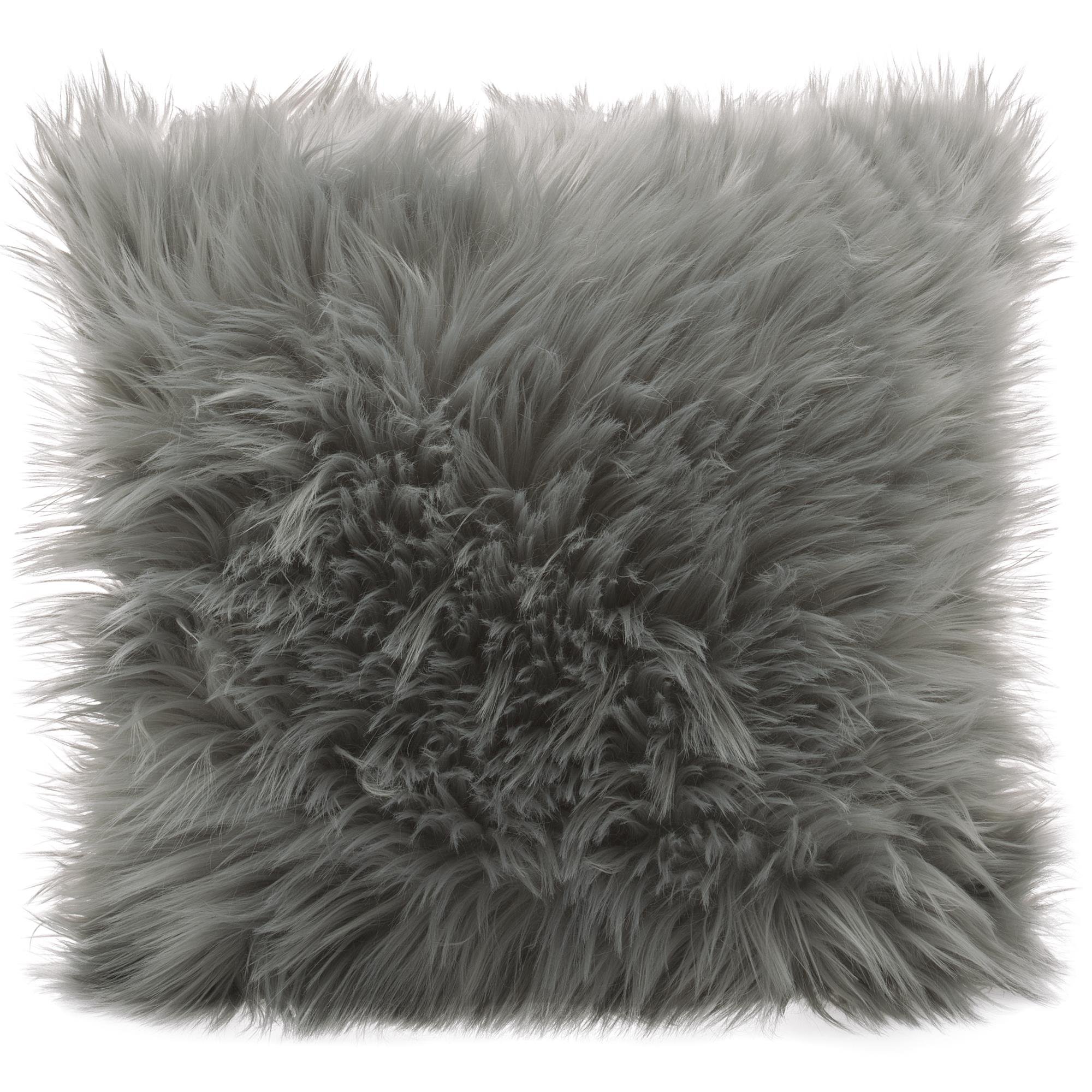 CelinaTex Cuddly Dekokissen 45 x 45 cm grau Langhaar Zierkissen dekoratives Fellimitat Nicki Sofakissen Kunstfell Kissen