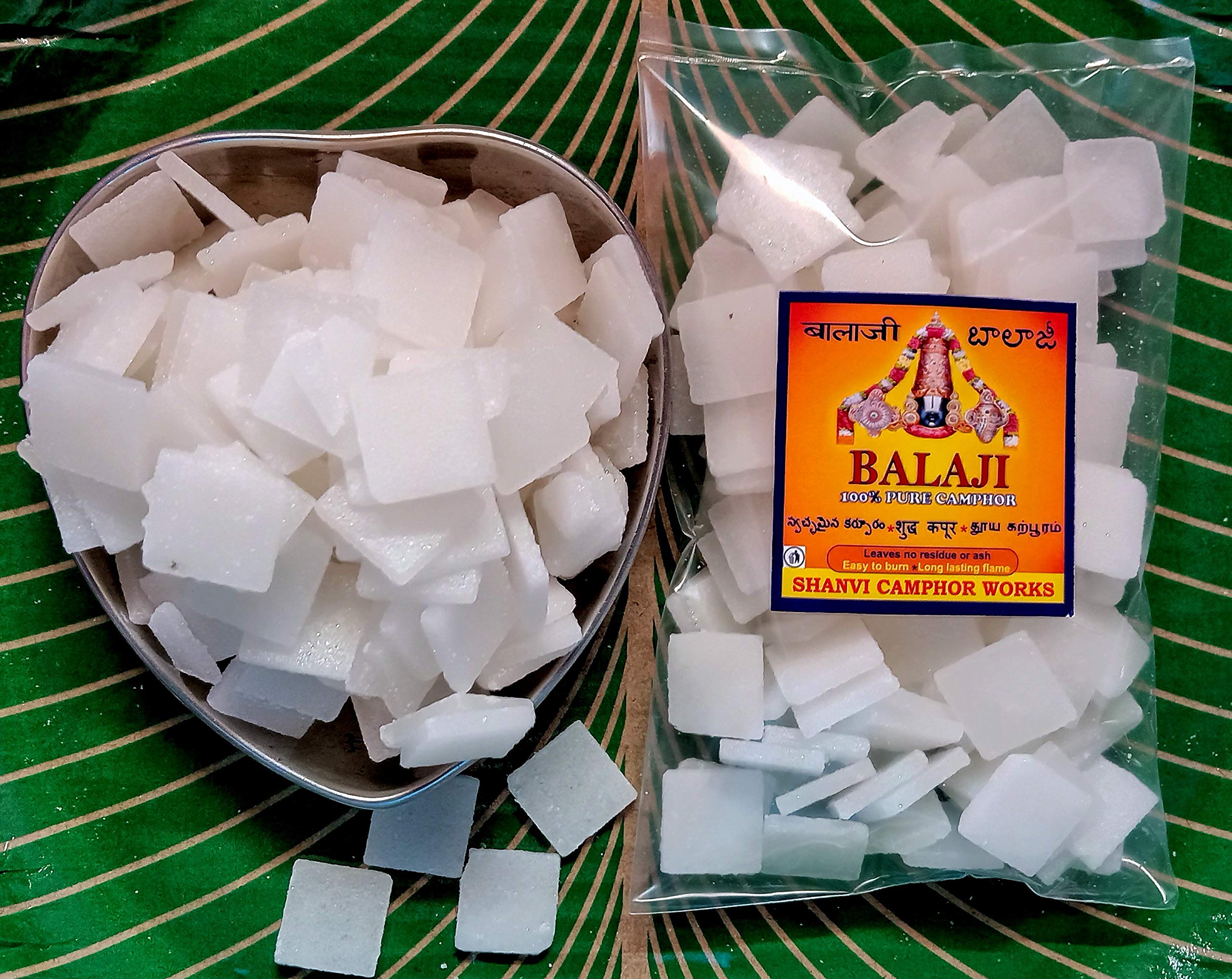 SHANVI CAMPHOR WORKS Pure Camphor for Pooja 50 Grams (Square Shaped Camphor Slices)-Pack of 1 (कपूर)