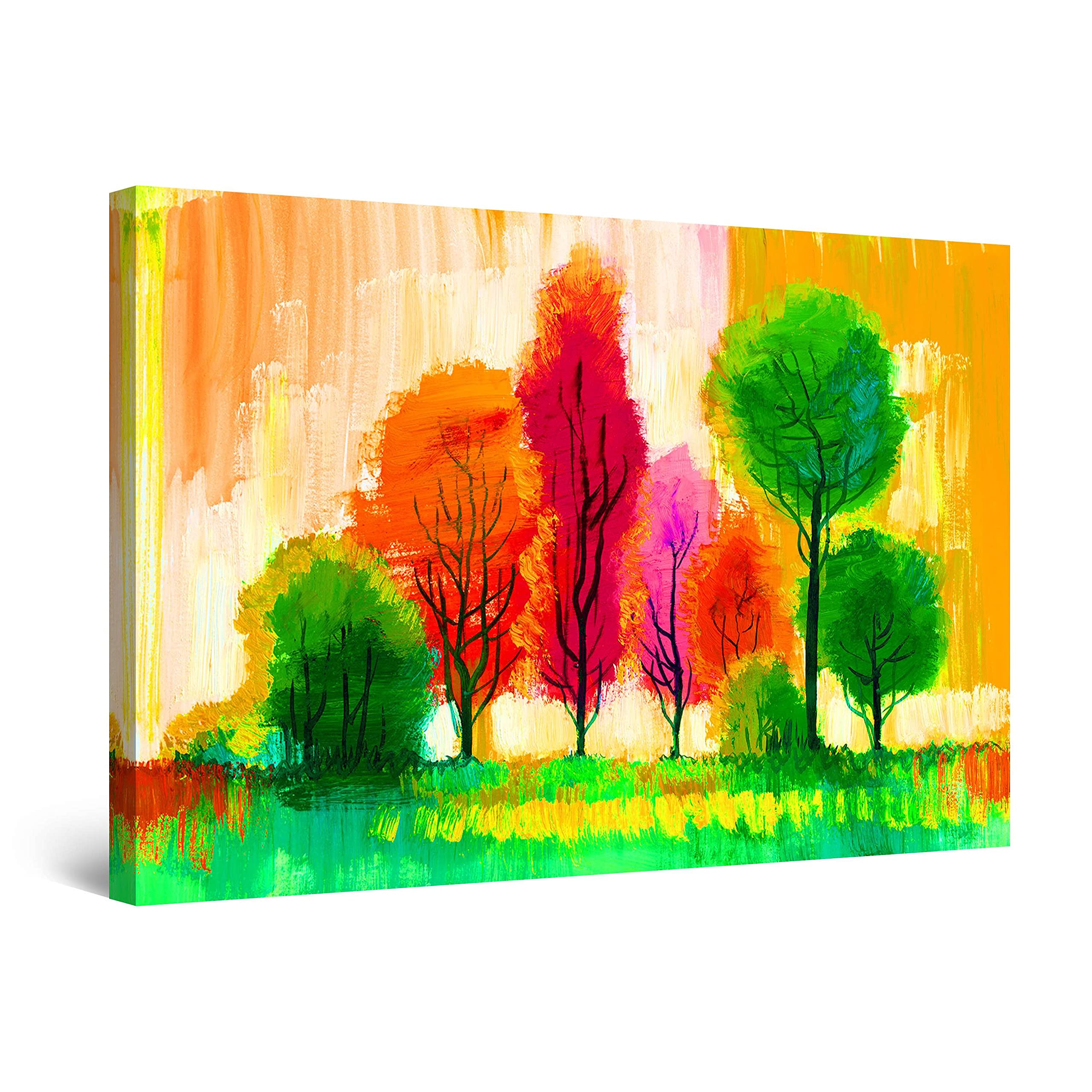 Startonight Canvas Wall Art Colored Lollipops Trees Abstract, Large Stretched Print, Modern for Bedroom or Living Room, Unique Luminous Artwork 80 cm x 120 cm