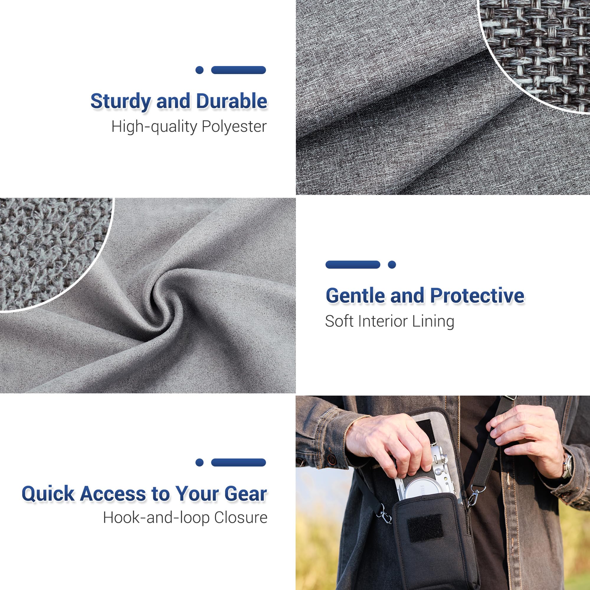 JJC Petite Housse Sacoche Appareil Photo Numérique, Pochette de Voyage pour Fujifilm X100VI X100V Sac de Transport Portable pour Sony a6700 a6600 a6500 a6400 avec 16-50mm pour Nikon Z30 Z50 pour GRIII