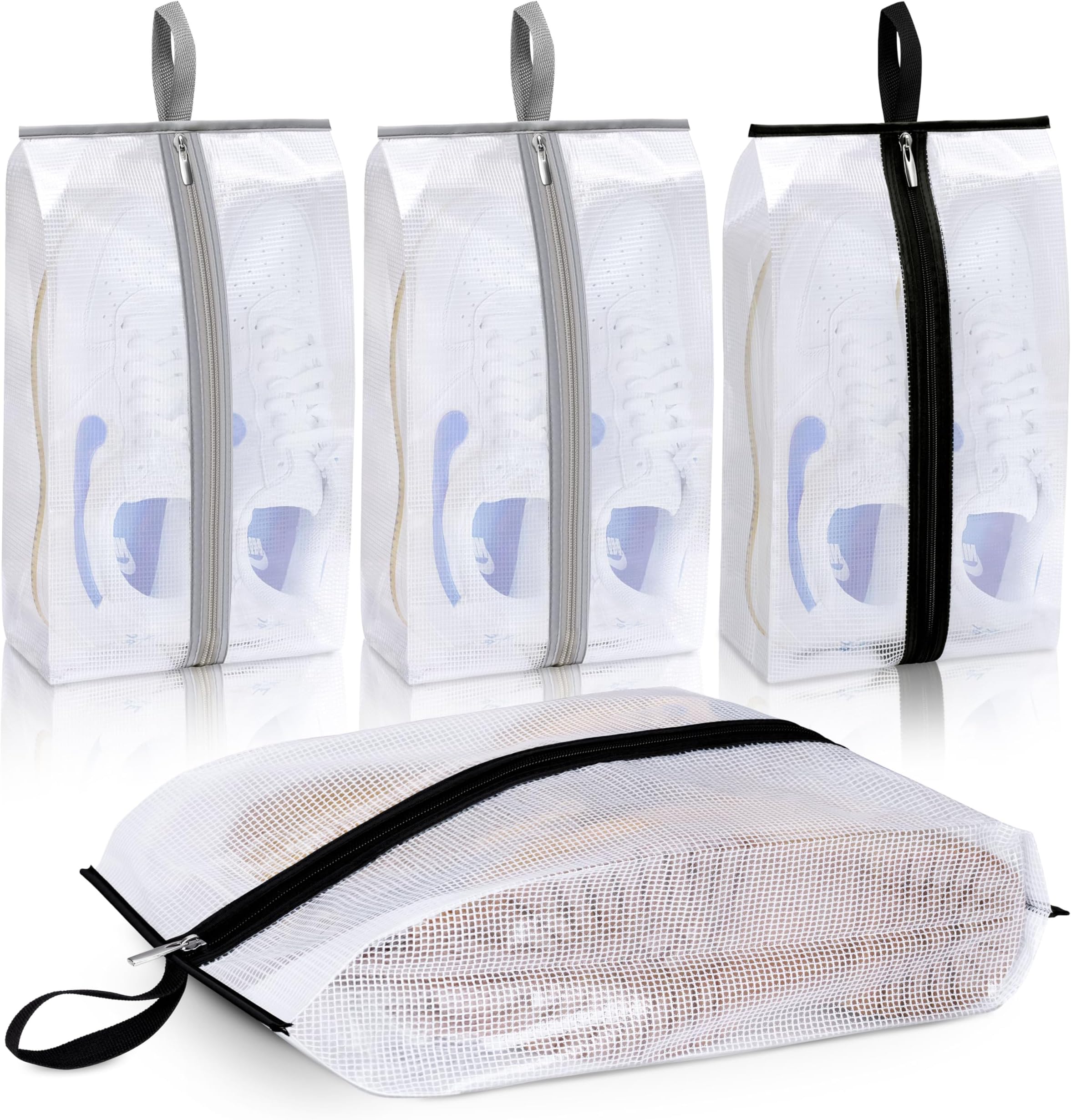 Waterproof Shoe Bags for Travel 4 Pack XX-Large Shoe Storage Bag Clear Sneaker Pouch Portable Boots Organizer with Sturdy Zipper for Men & Women