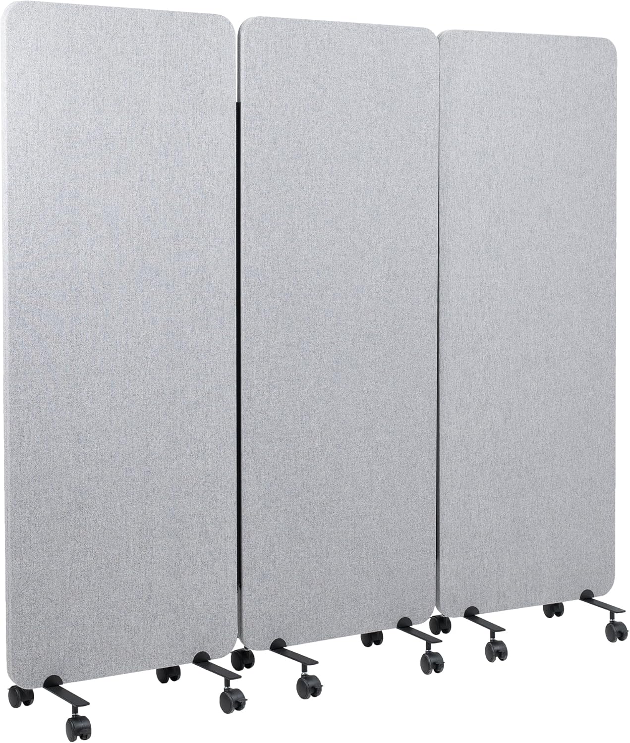 VIVO Freestanding 72 x 66 inch Privacy Panel, Mobile Cubicle Divider, x3 24 inch Wall Partitions, Gray, PP-3-T072G-M