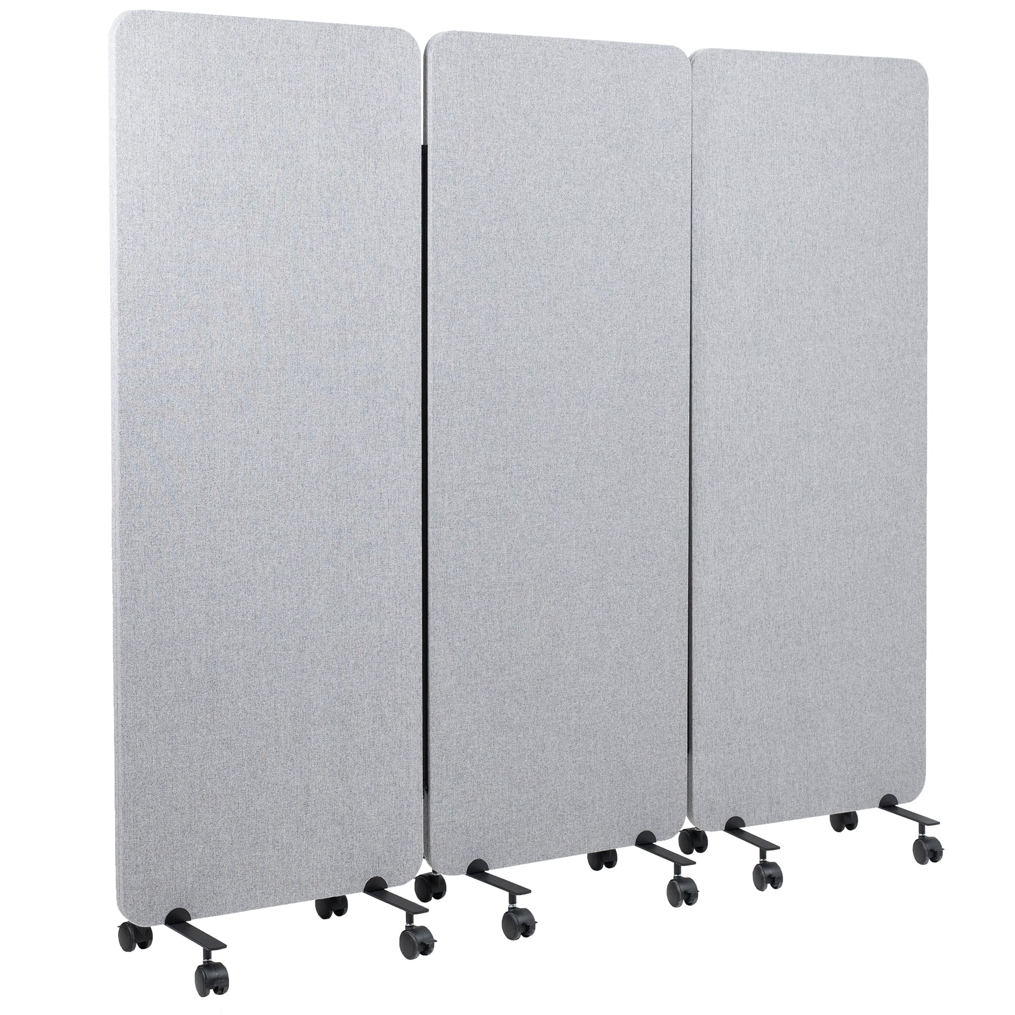 VIVO Freestanding 72 x 66 inch Privacy Panel, Mobile Cubicle Divider, x3 24 inch Wall Partitions, Gray, PP-3-T072G-M