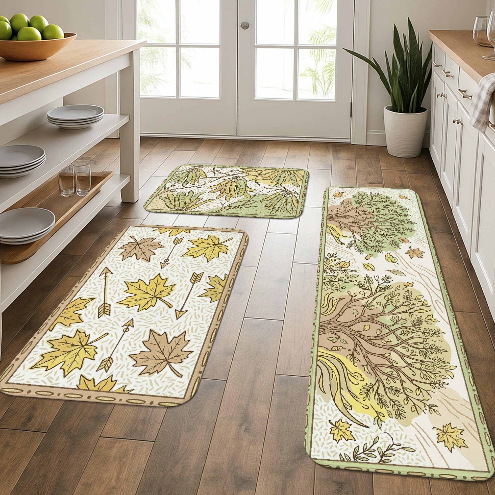 Tapis de cuisine anti éclaboussures lot de 3 doux lavables pour éviter les sols glissants