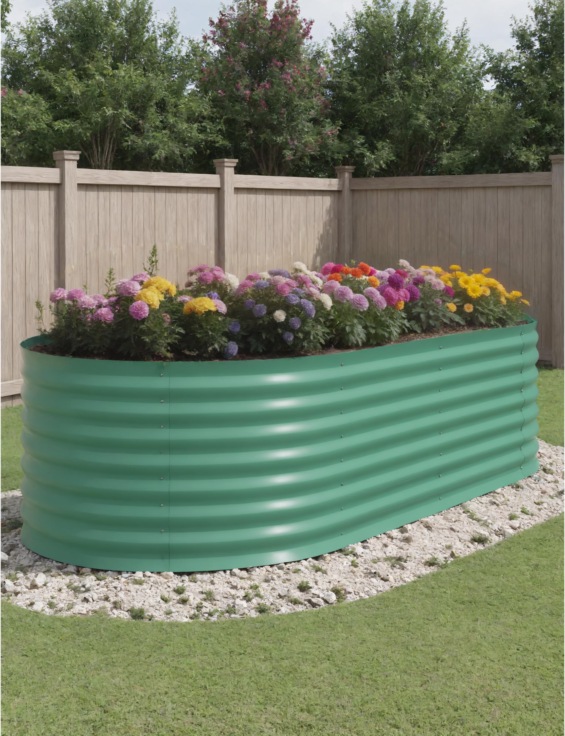 Patio Lawn 8x4x2ft Raised Garden Bed,Galvanized Raised Planter Boxes Outdoor with Easy Assembly, Large Garden Bed for Vegetables, Fruits, Flower,Raised Garden Bed,Green