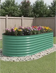 8x4x2ft Galvanized Raised Garden Bed - 24“ Tall Metal Planter Box for Vegetables, Flowers, Herbs, Rust-Resistant Outdoor Garden Box, Easy Assembly Raised Beds for Gardening, Green