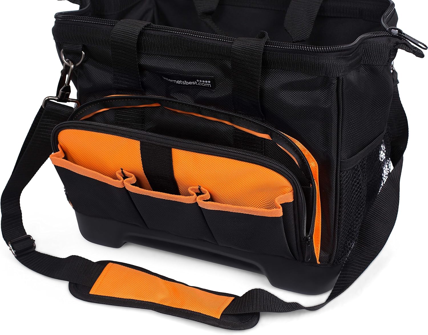 Internet's Best Soft Sided Tool Bag - 14 Inch - 16 Pockets - Wide Mouth Hard Base Tool Storage and Organizer Box