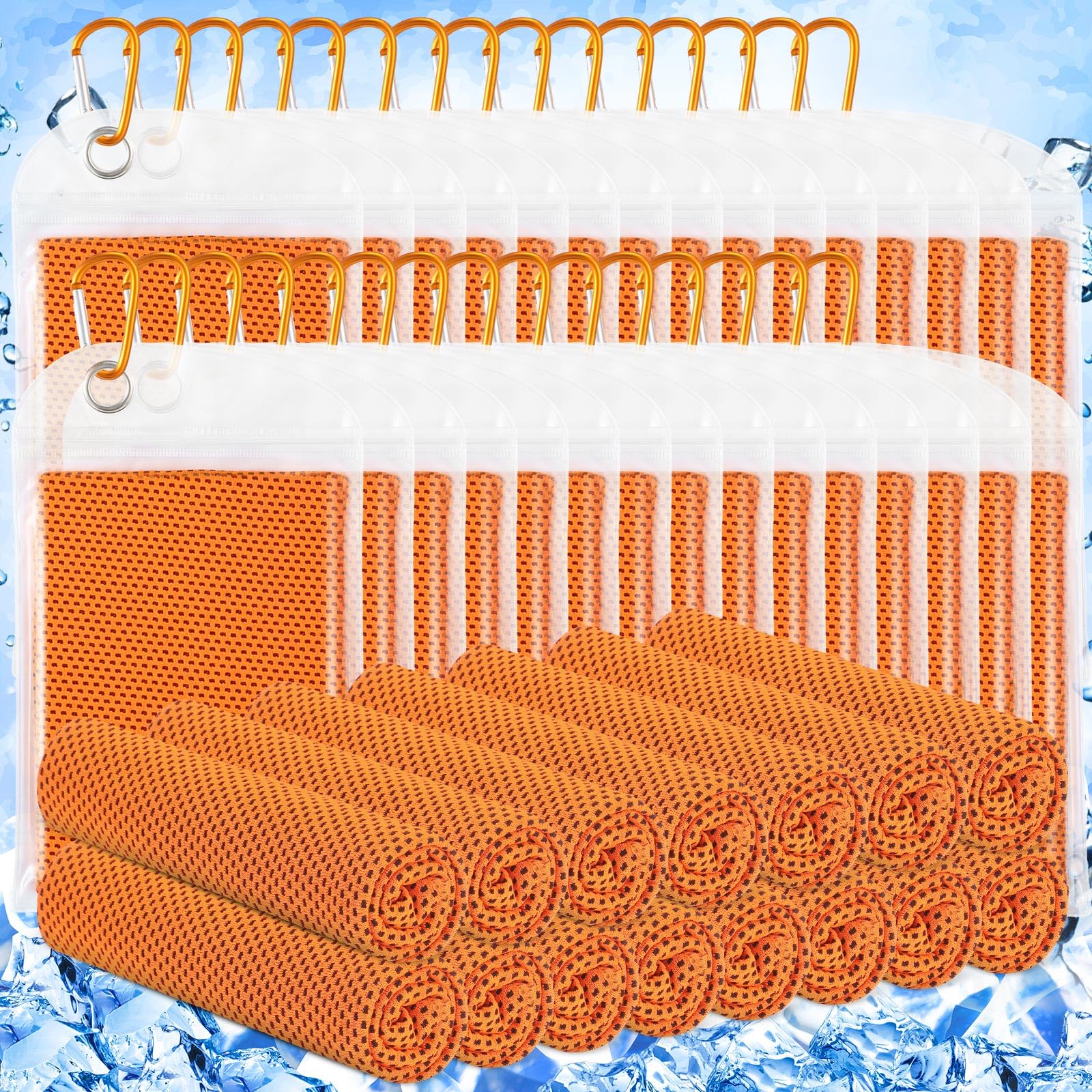 Paquete de 30 Toallas refrescantes con Bolsas de 40 x 12 Pulgadas, Toallas Reutilizables para el Cuello, Ideales para Equipos Deportivos, gimnasios, Eventos, Correr, Golf, Yoga, AC