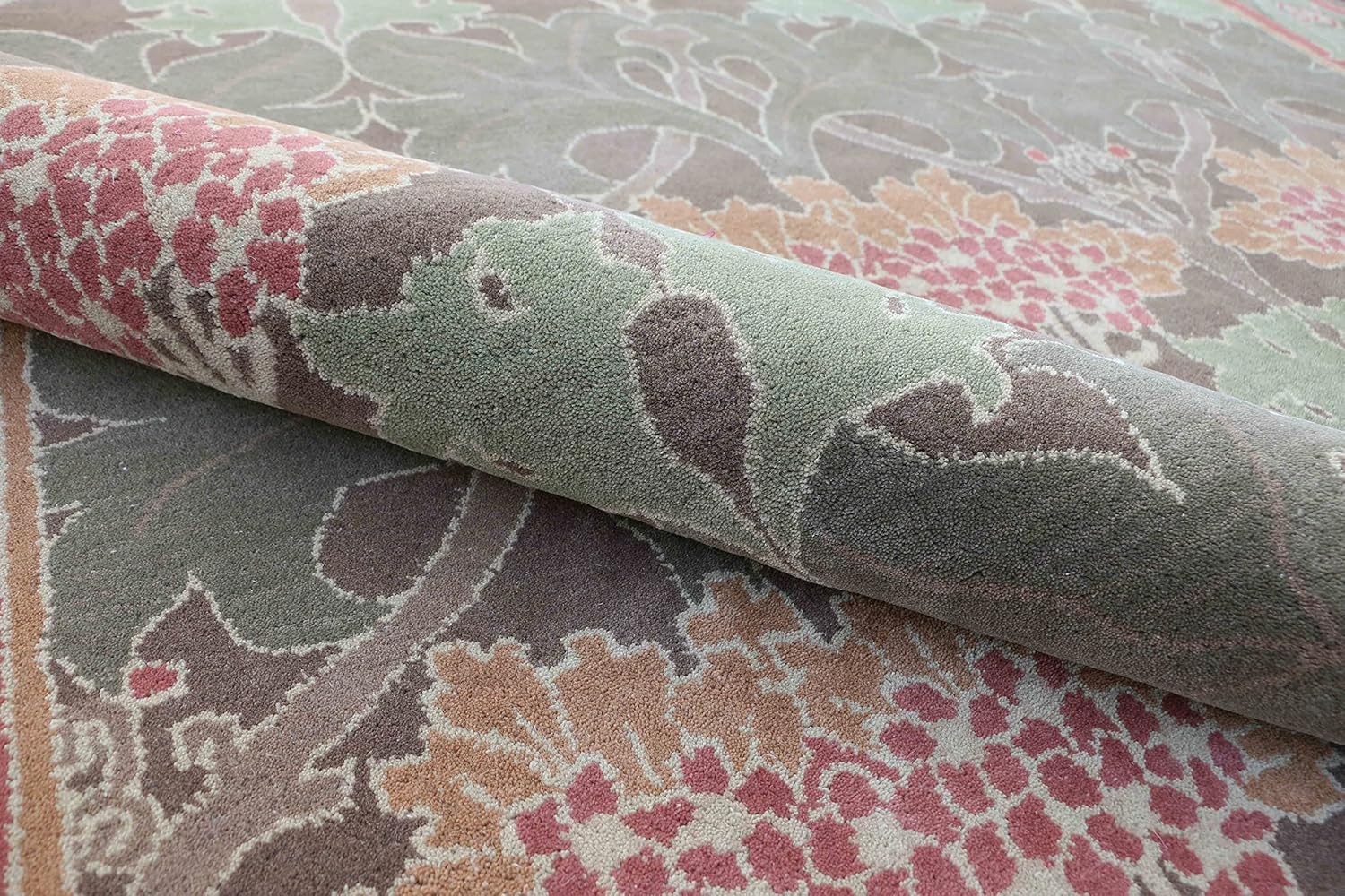 Old Hand Made Pattern William Morris Cecil Green Traditional Oriental Style Woolen Area Rugs (9 ft x 12 ft) All-Included Price