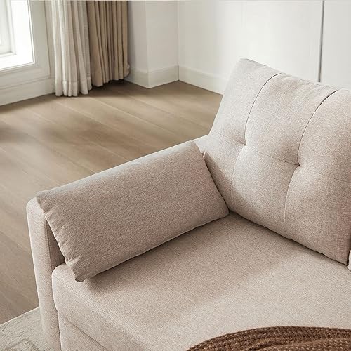 Miniatura 9 de Sofá modular convertible de 101 pulgadas, sofá moderno de tela de lino en forma de U con tumbonas reversibles y mesa auxiliar otomana, sofá de 4