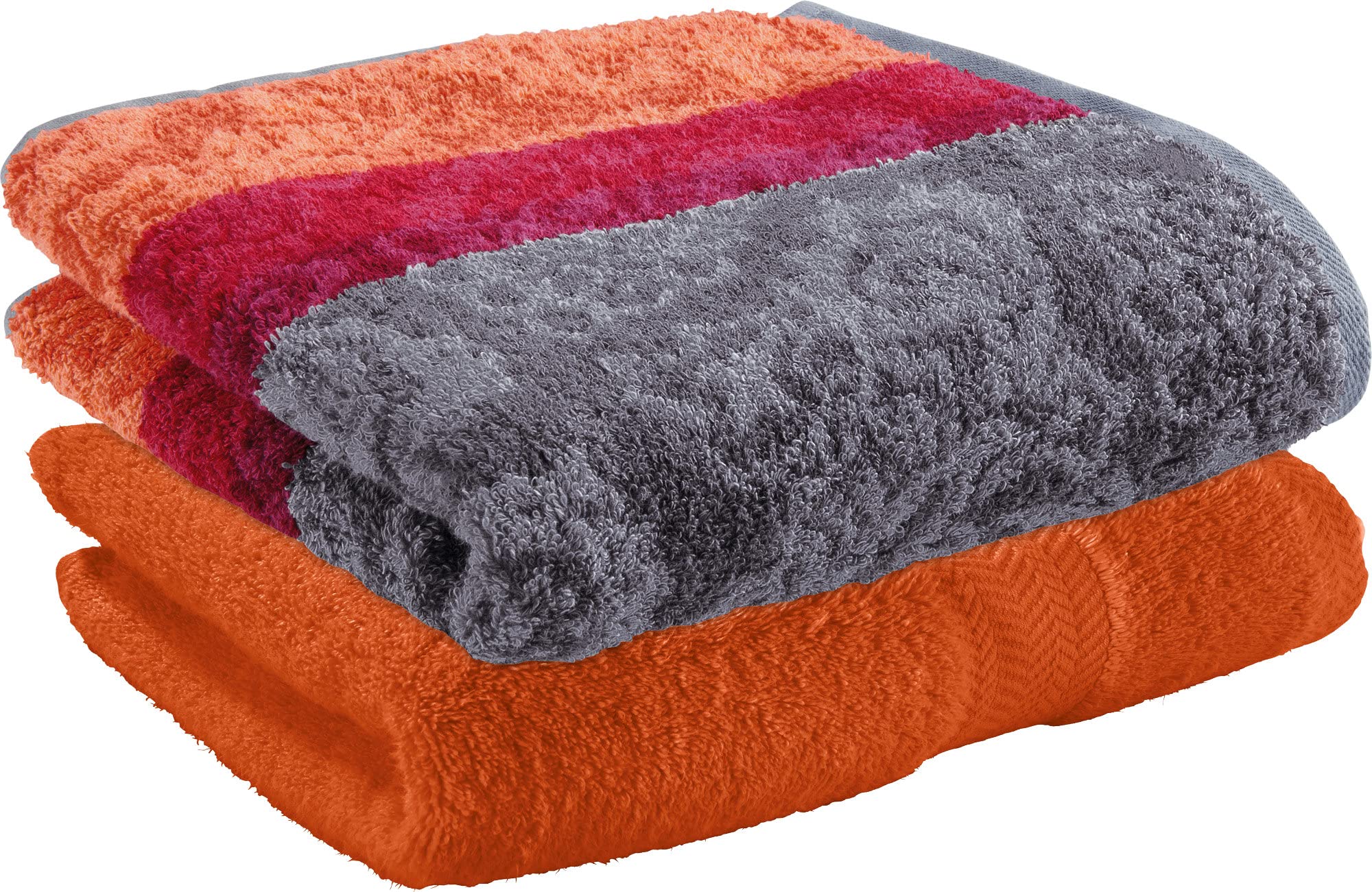 Erwin Müller Duschtuch-Set Paisley 2er-Pack Walk-Frottier orange/grau Größe 70x140 cm