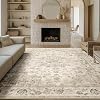 HUGEAR Vintage Rugs Living Room Beige Large Area Rug 200x300cm Non Slip Washable Hall Lounge Bedroom Kitchen Office Dining Room Indoor Carpet Low Pile Big Carpets